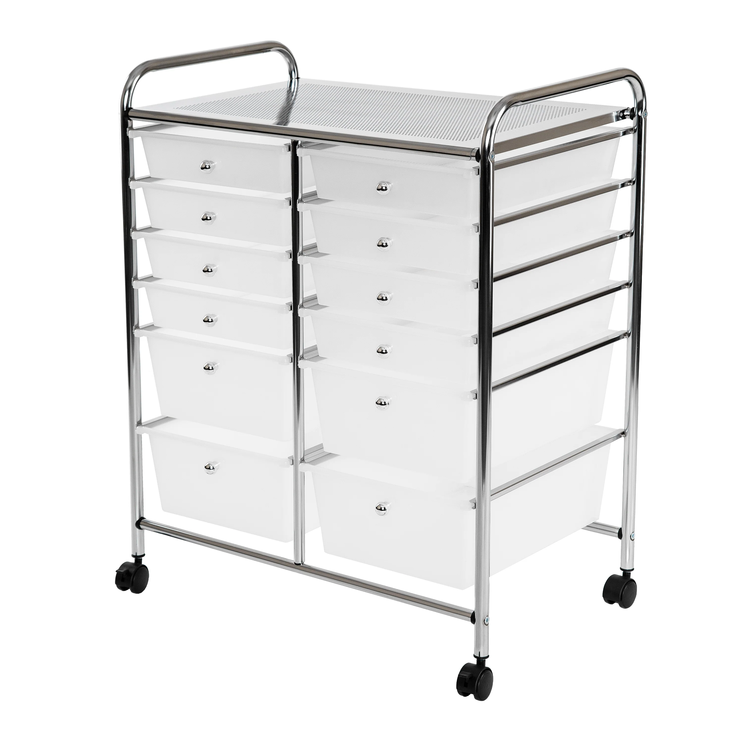 12-Drawer Rolling Organizer Cart, Frosted White - Image 10
