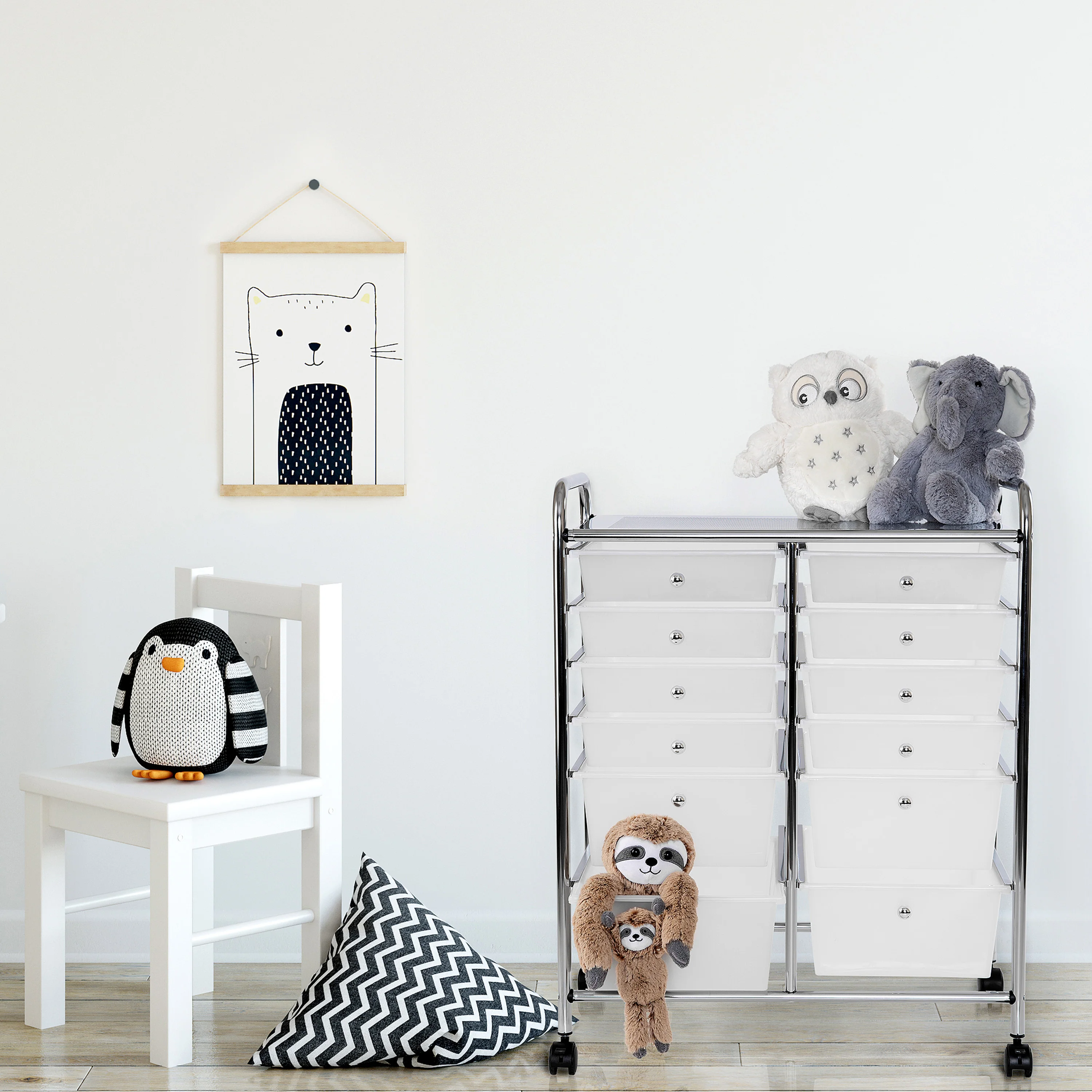 12-Drawer Rolling Organizer Cart, Frosted White - Image 8