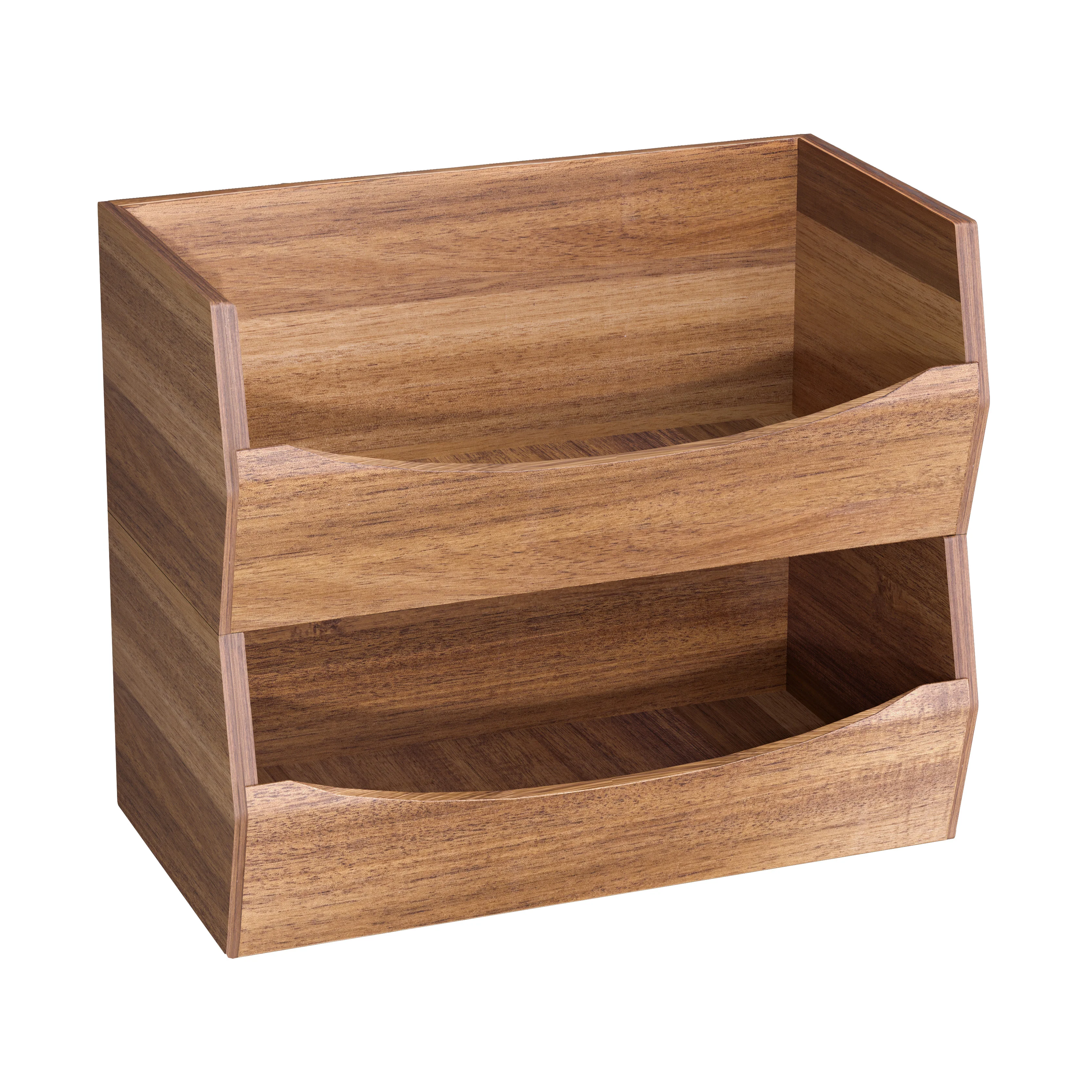 2-Piece Stackable Acacia Bin Set