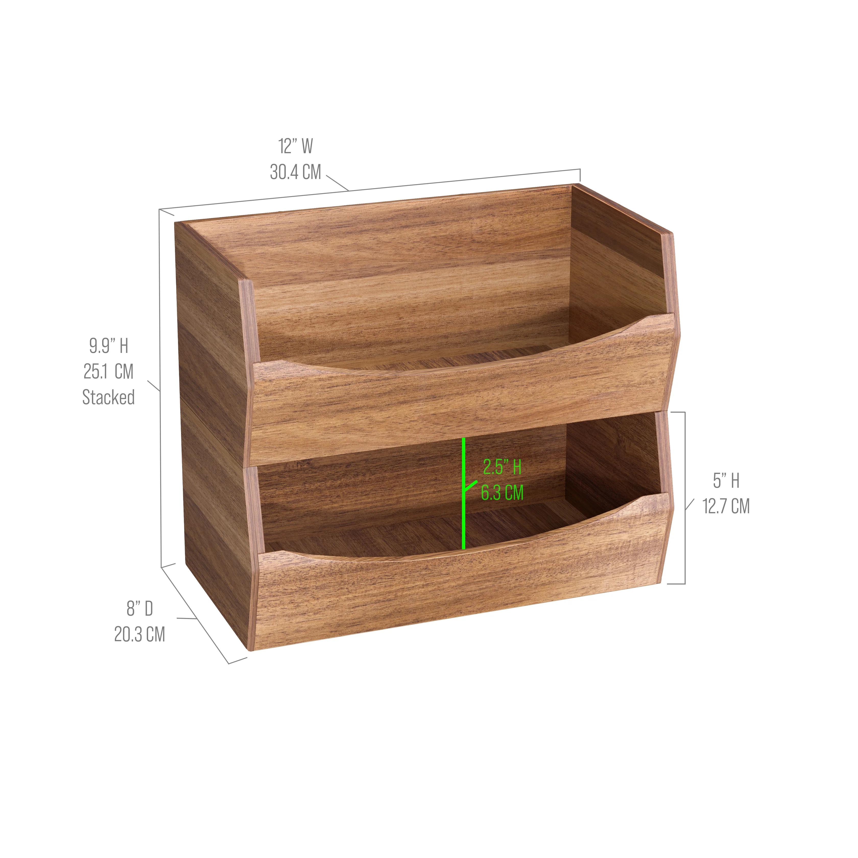 2-Piece Stackable Acacia Bin Set - Image 3