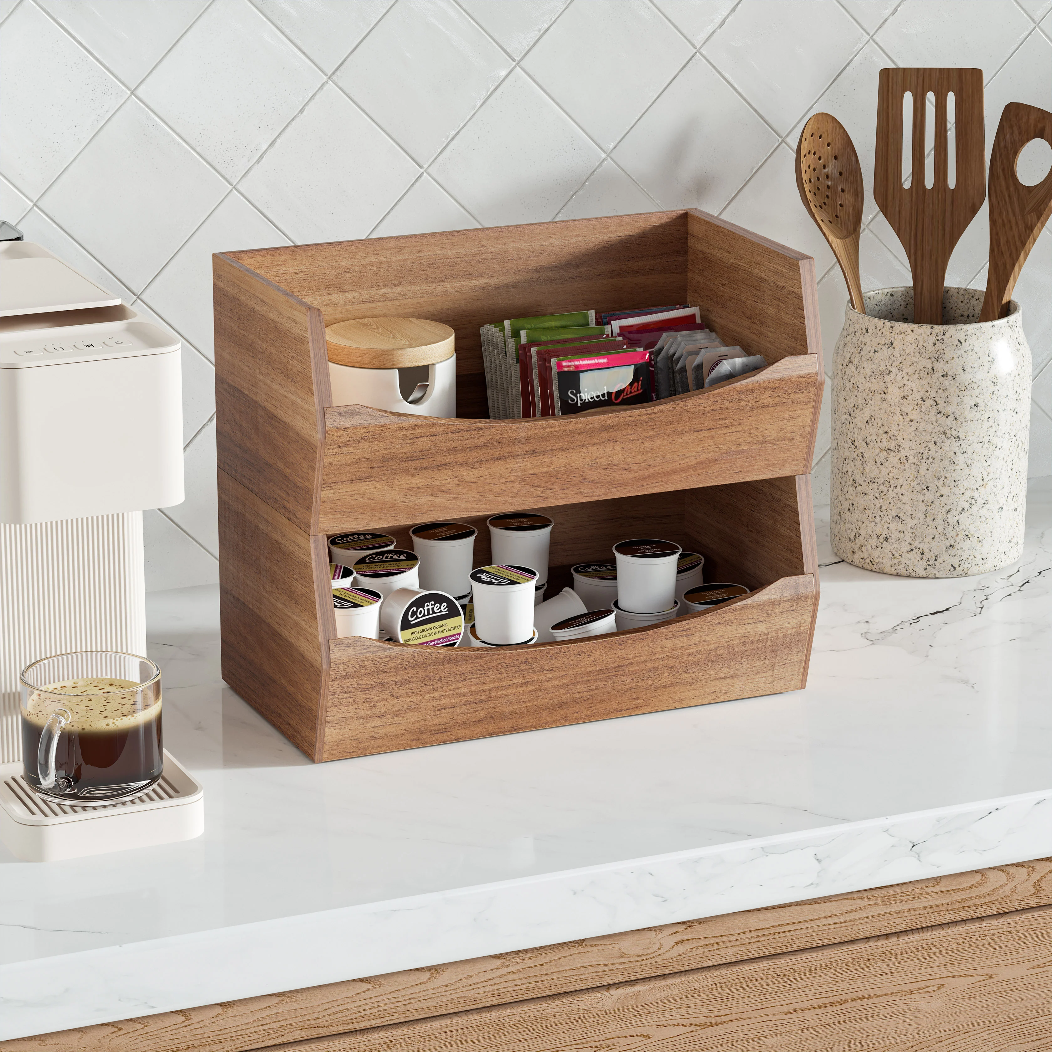 2-Piece Stackable Acacia Bin Set - Image 5