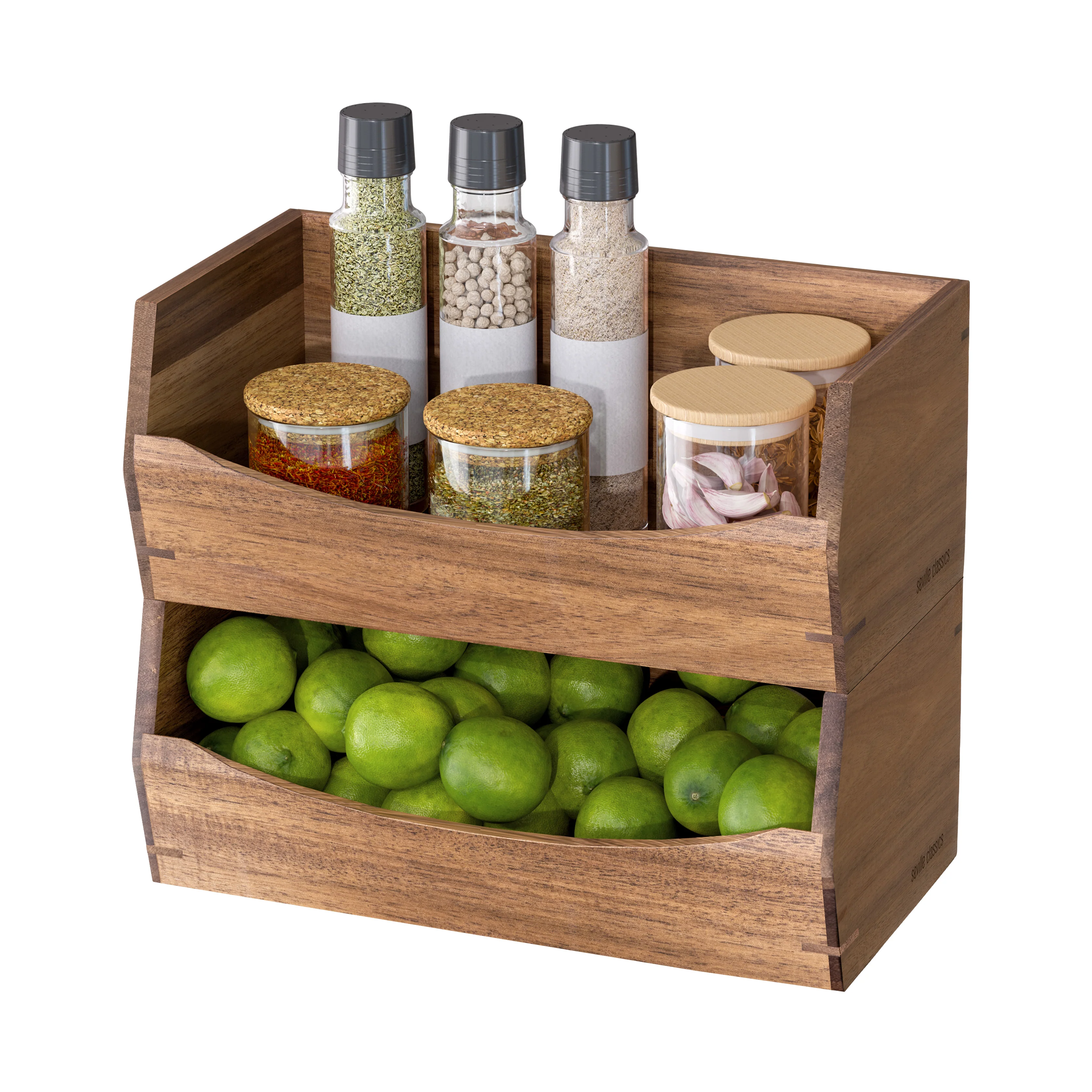 2-Piece Stackable Acacia Bin Set - Image 8