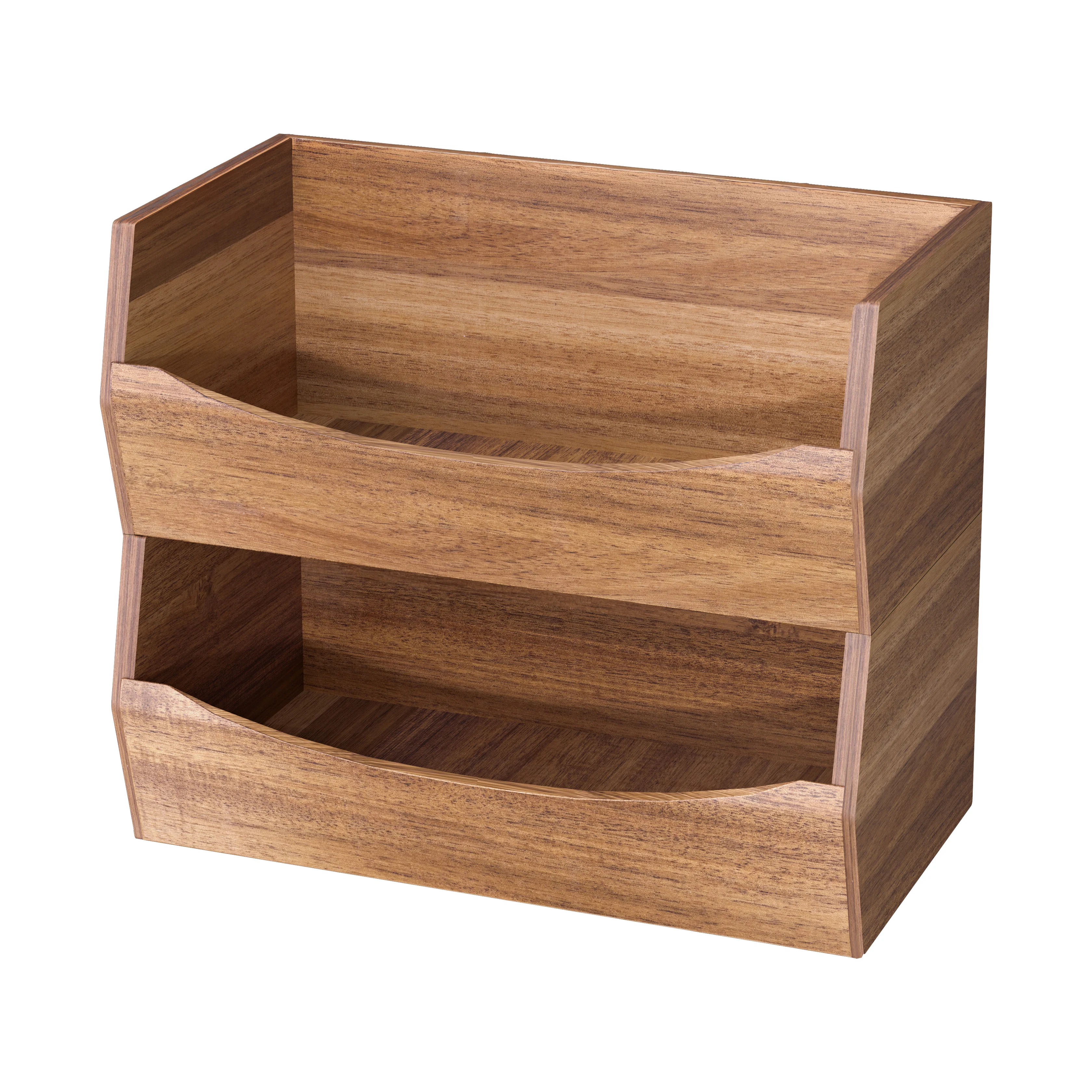 2-Piece Stackable Acacia Bin Set - Image 9