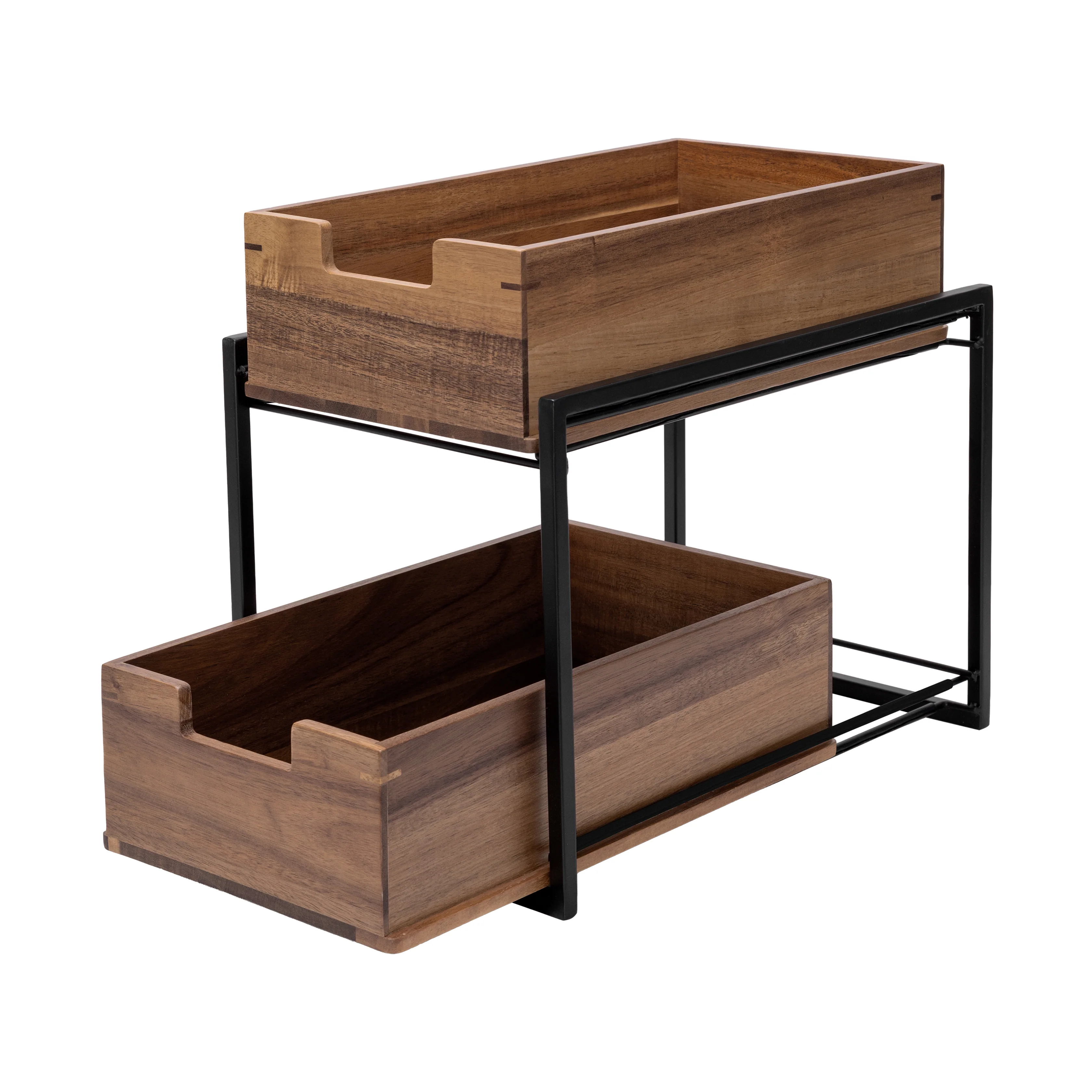 2-Tier Acacia Sliding Baskets - Image 11