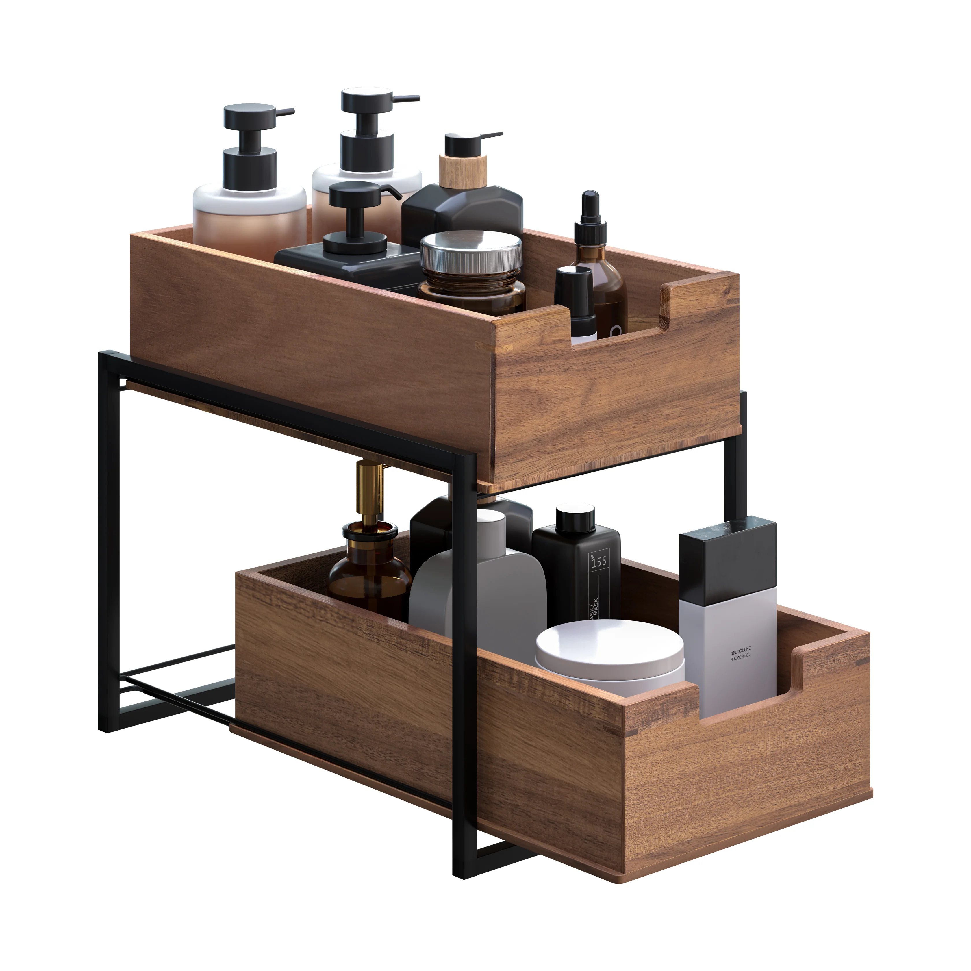 2-Tier Acacia Sliding Baskets - Image 9
