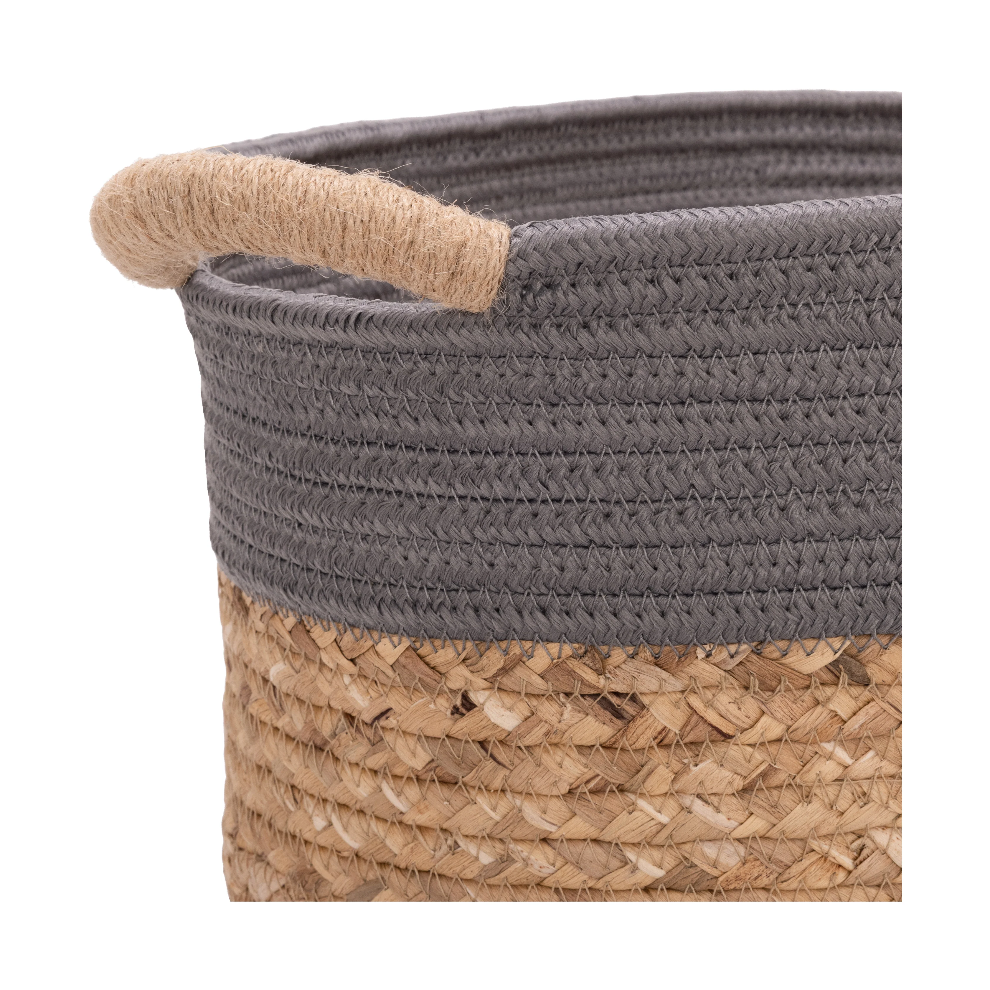 3-Piece Natural Water Hyacinth and Rope Handwoven Basket Set - Image 10