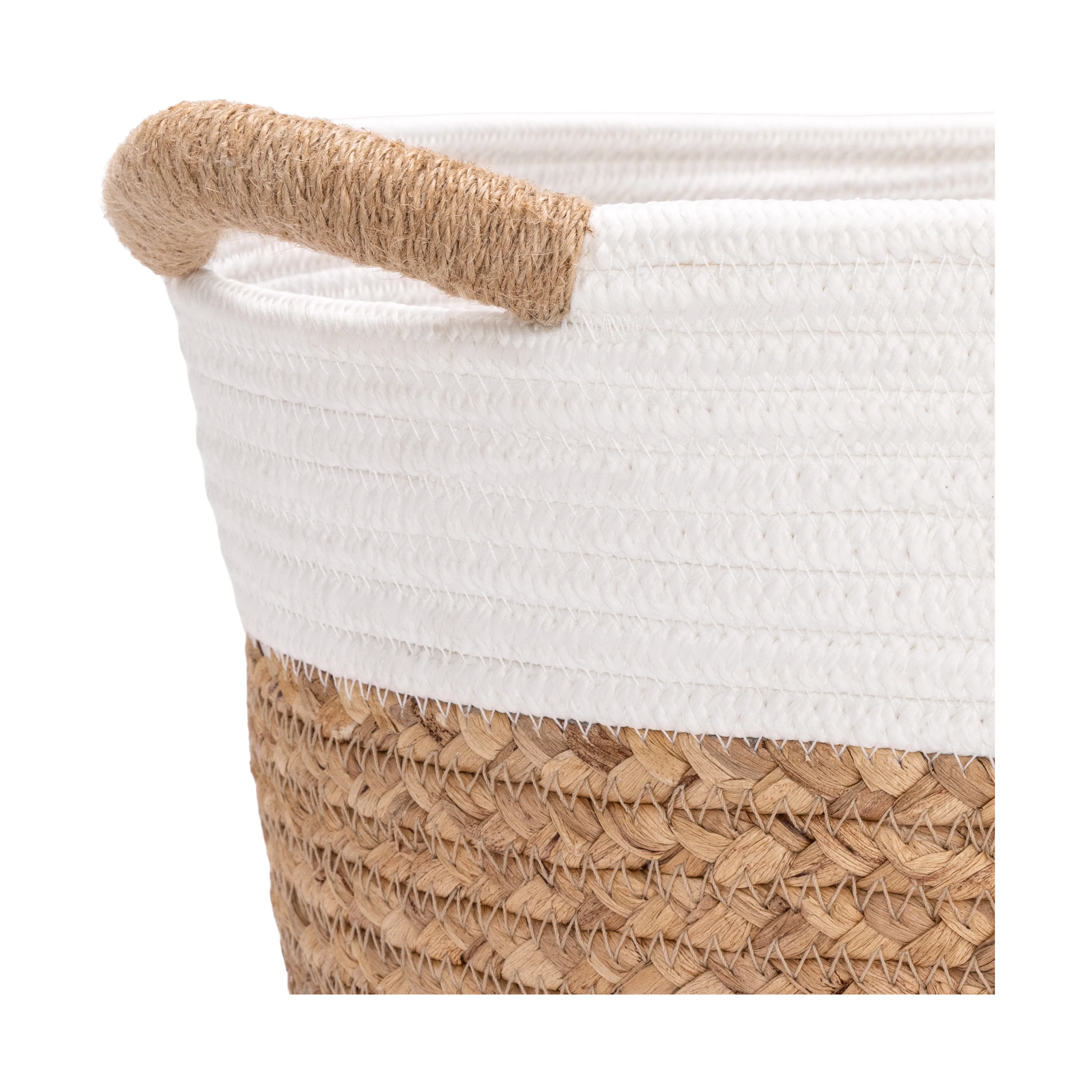 3-Piece Natural Water Hyacinth and Rope Handwoven Basket Set - Image 12
