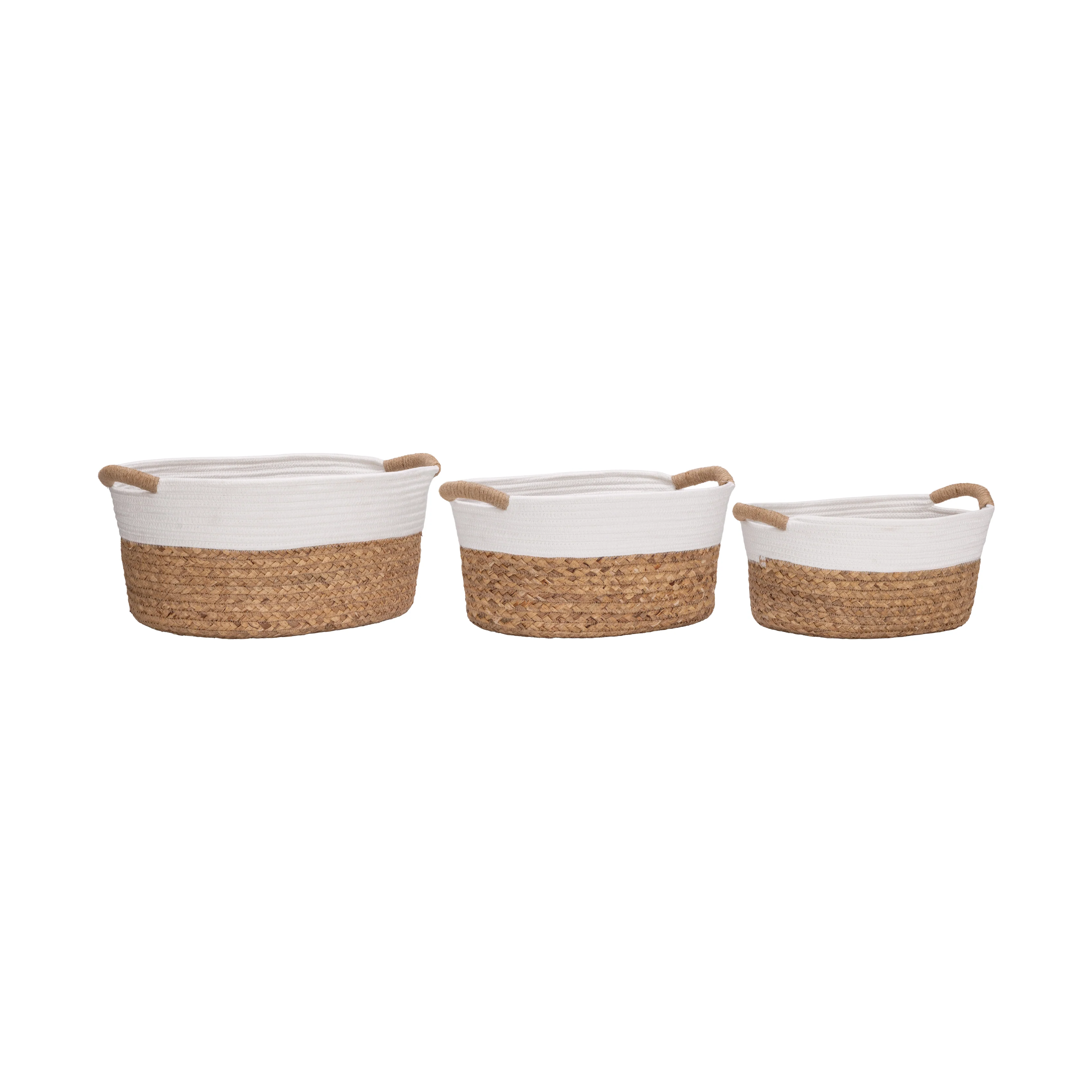 3-Piece Natural Water Hyacinth and Rope Handwoven Basket Set - Image 13