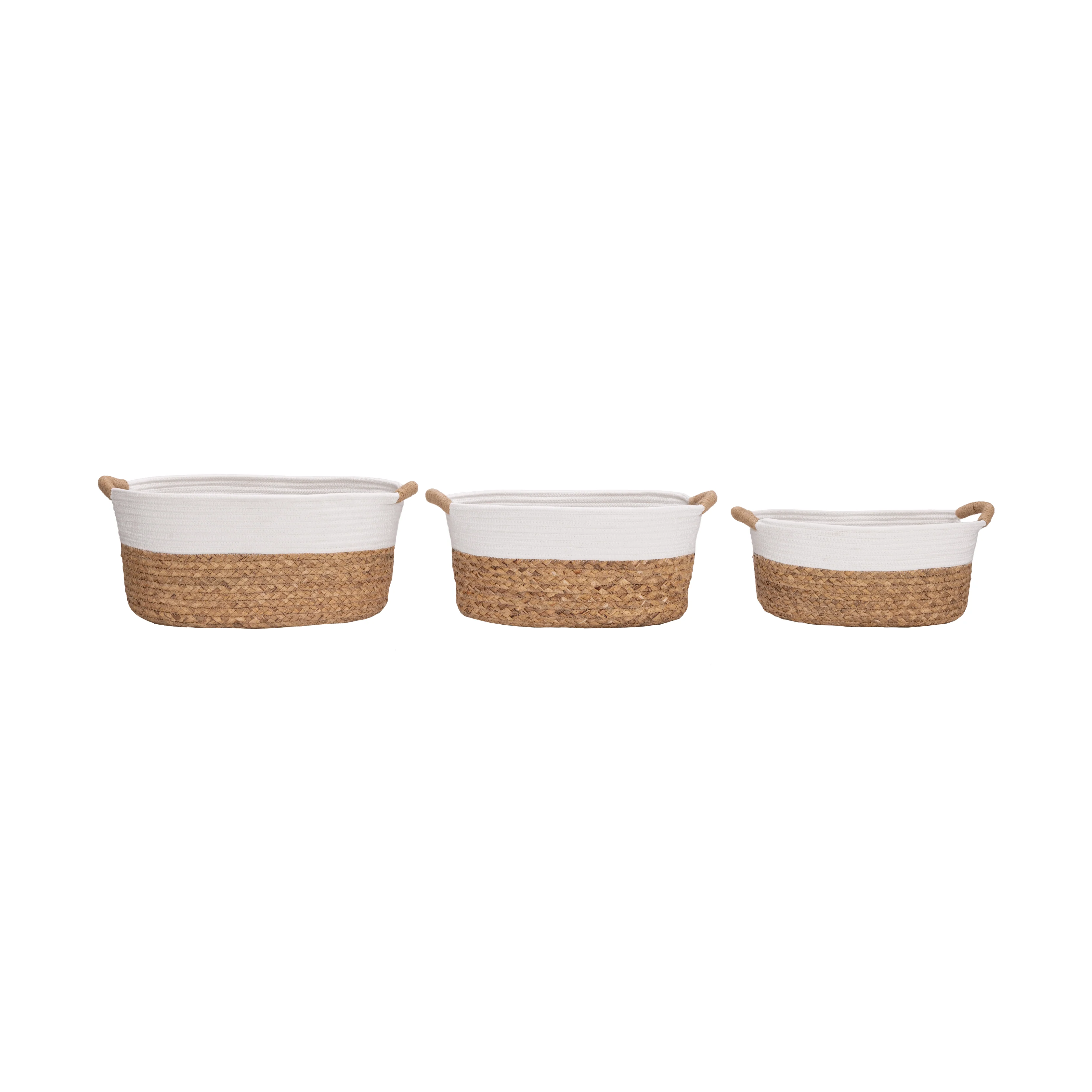 3-Piece Natural Water Hyacinth and Rope Handwoven Basket Set - Image 15