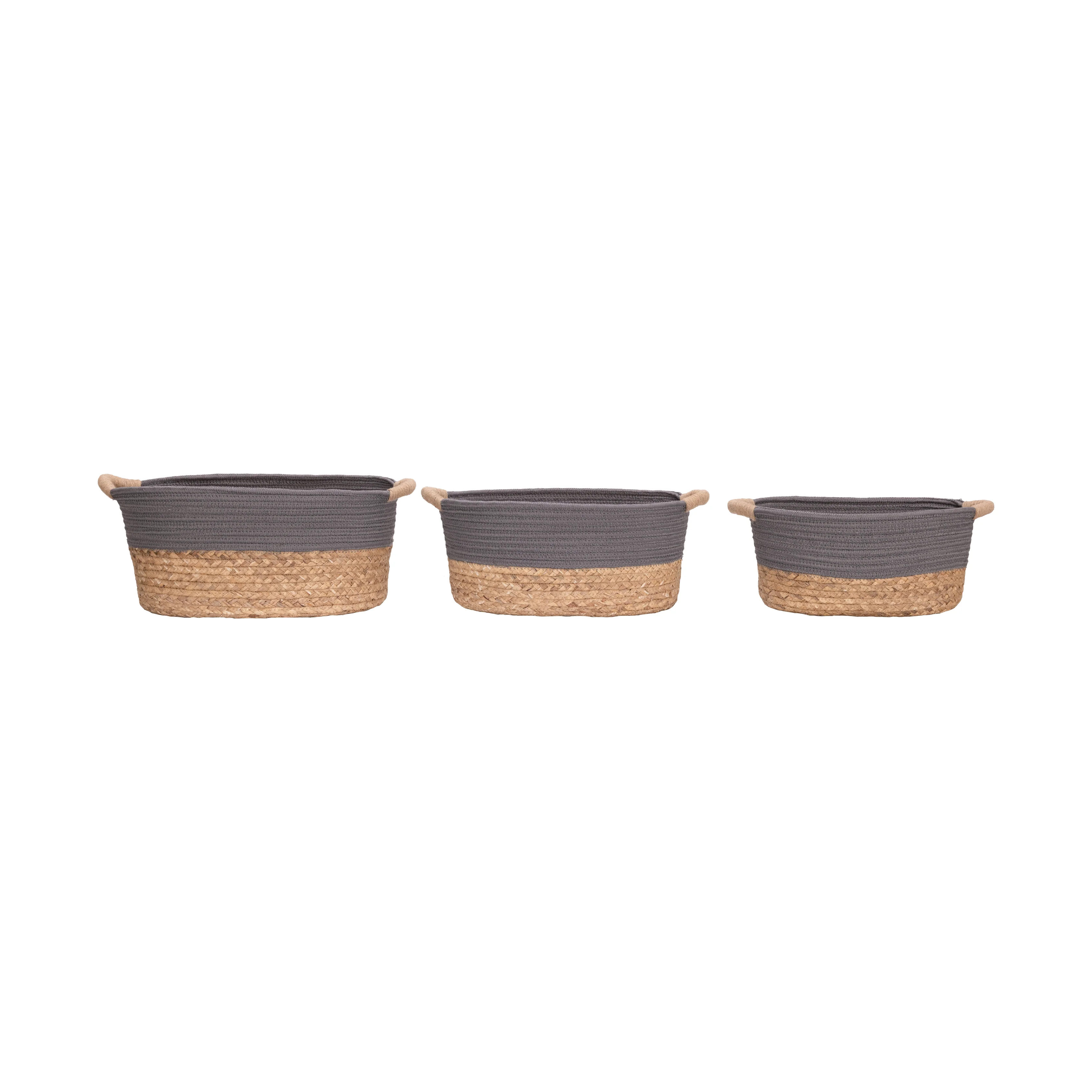 3-Piece Natural Water Hyacinth and Rope Handwoven Basket Set - Image 3