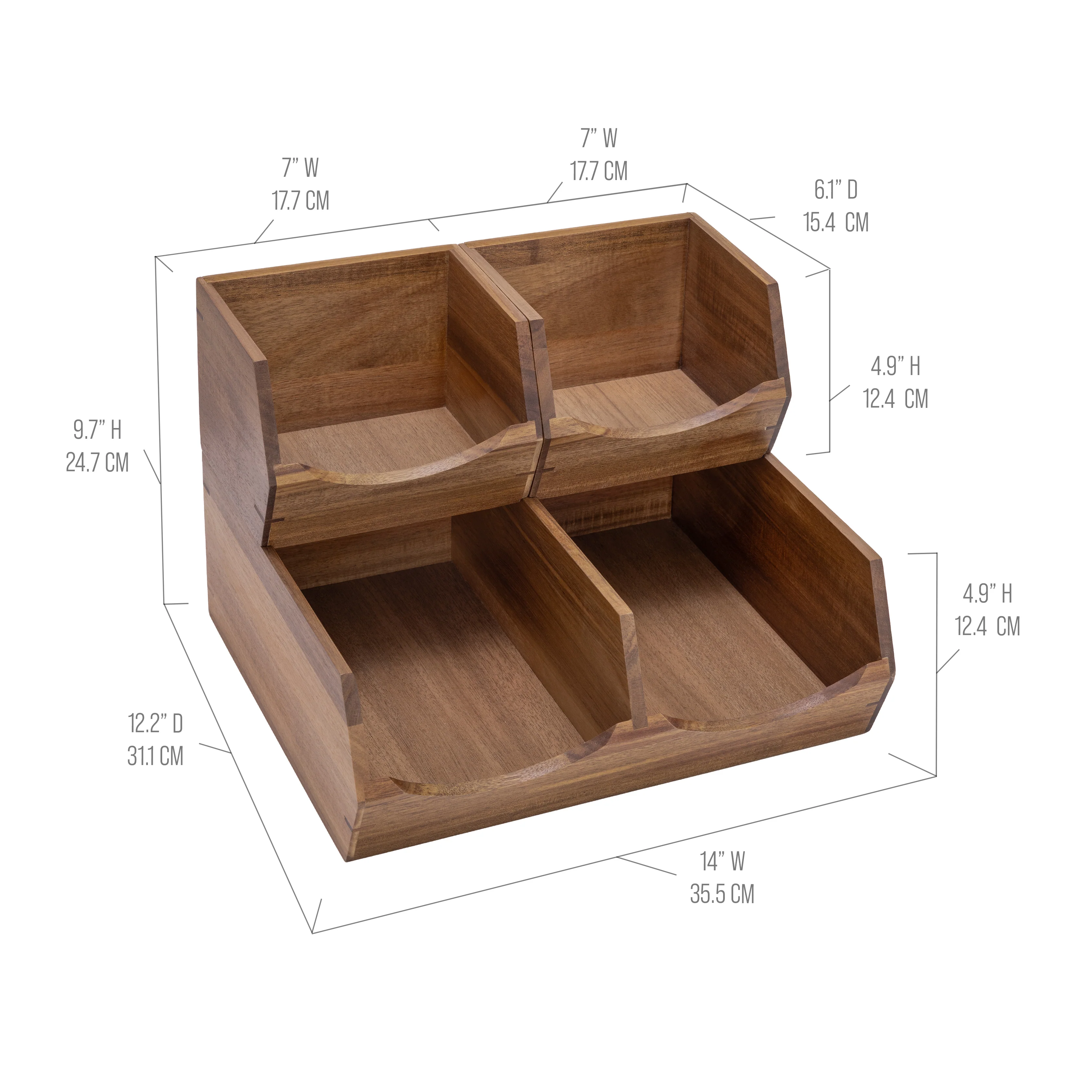3-Piece Stackable Acacia Organizer Set - Image 3
