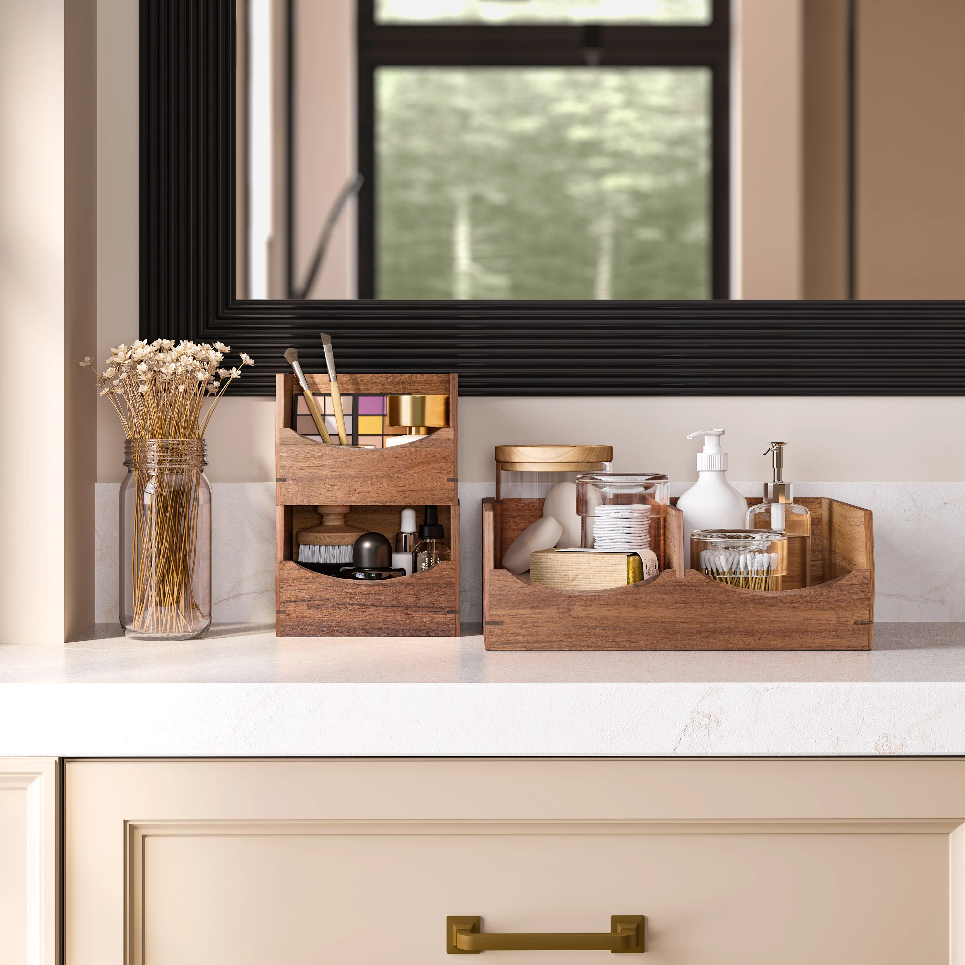 3-Piece Stackable Acacia Organizer Set - Image 5