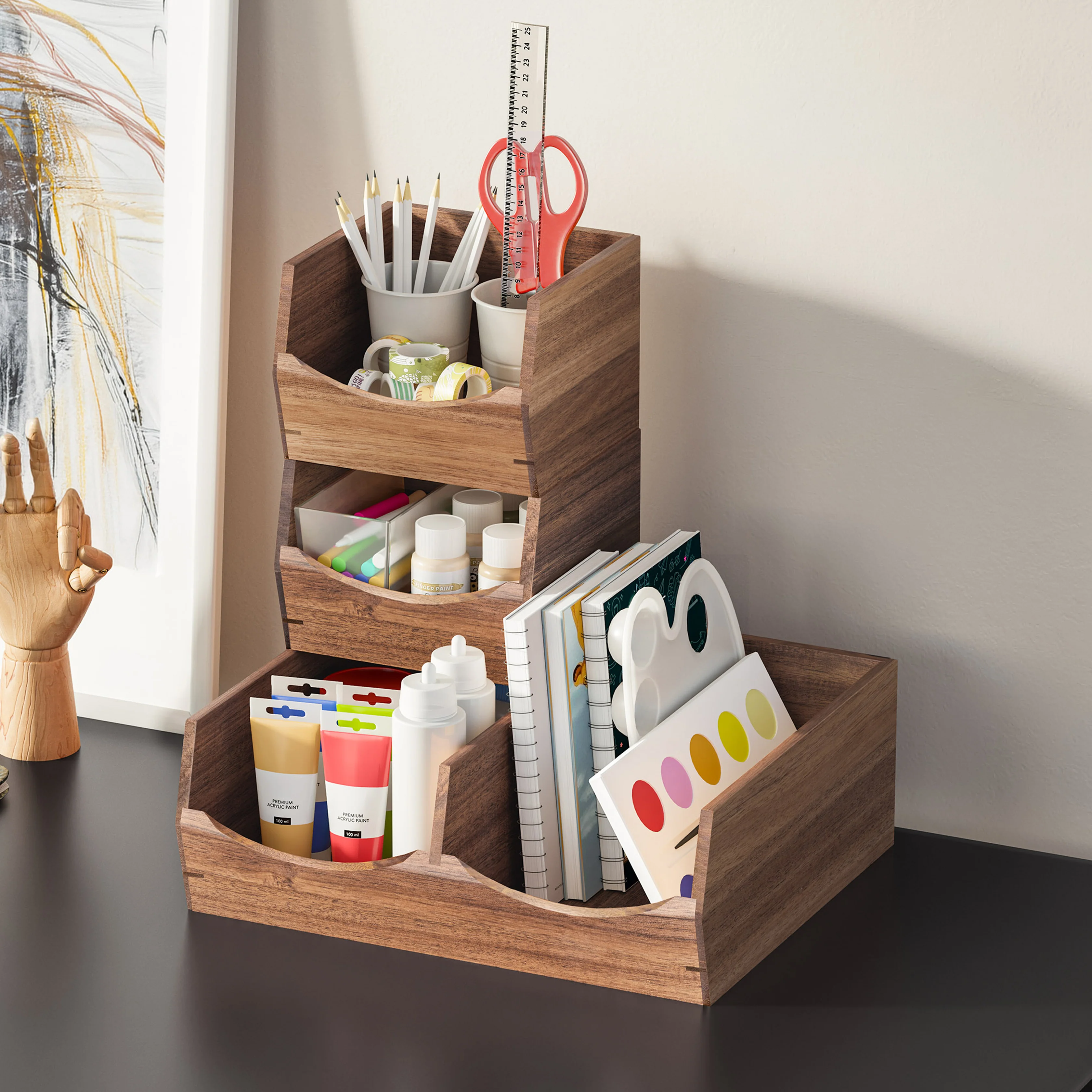 3-Piece Stackable Acacia Organizer Set - Image 8