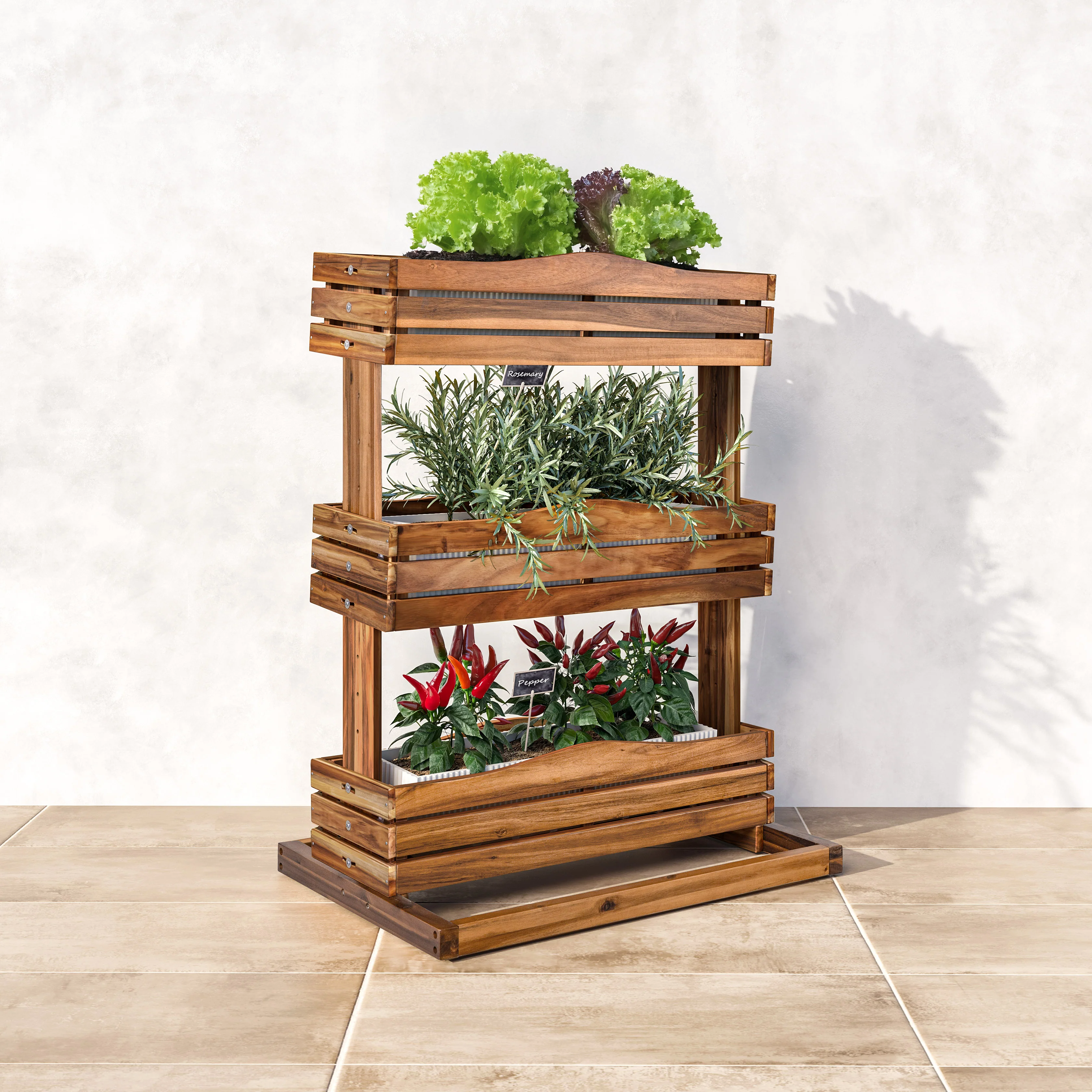 3-Tier Acacia Wood Vertical Garden Planter - Image 11