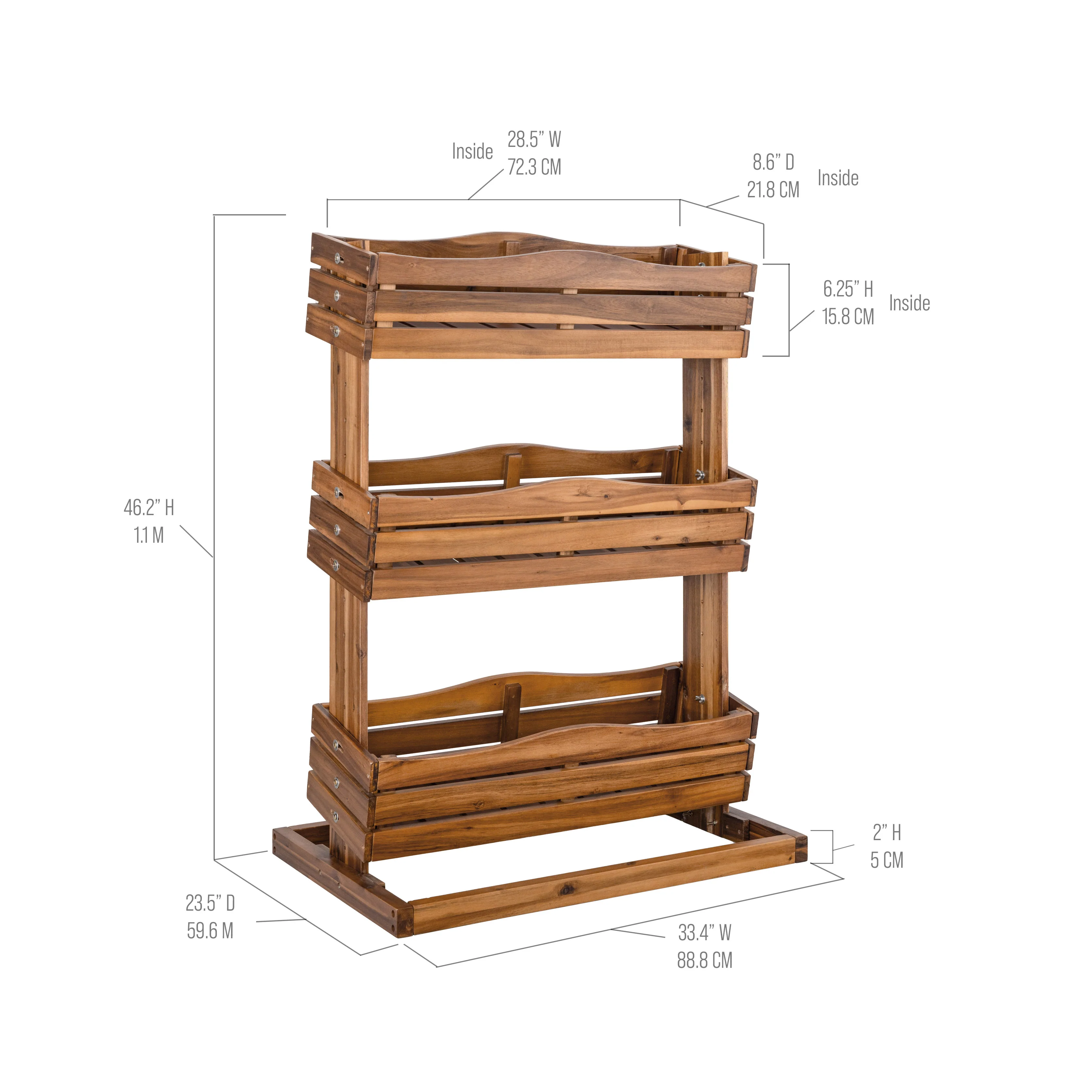 3-Tier Acacia Wood Vertical Garden Planter - Image 3