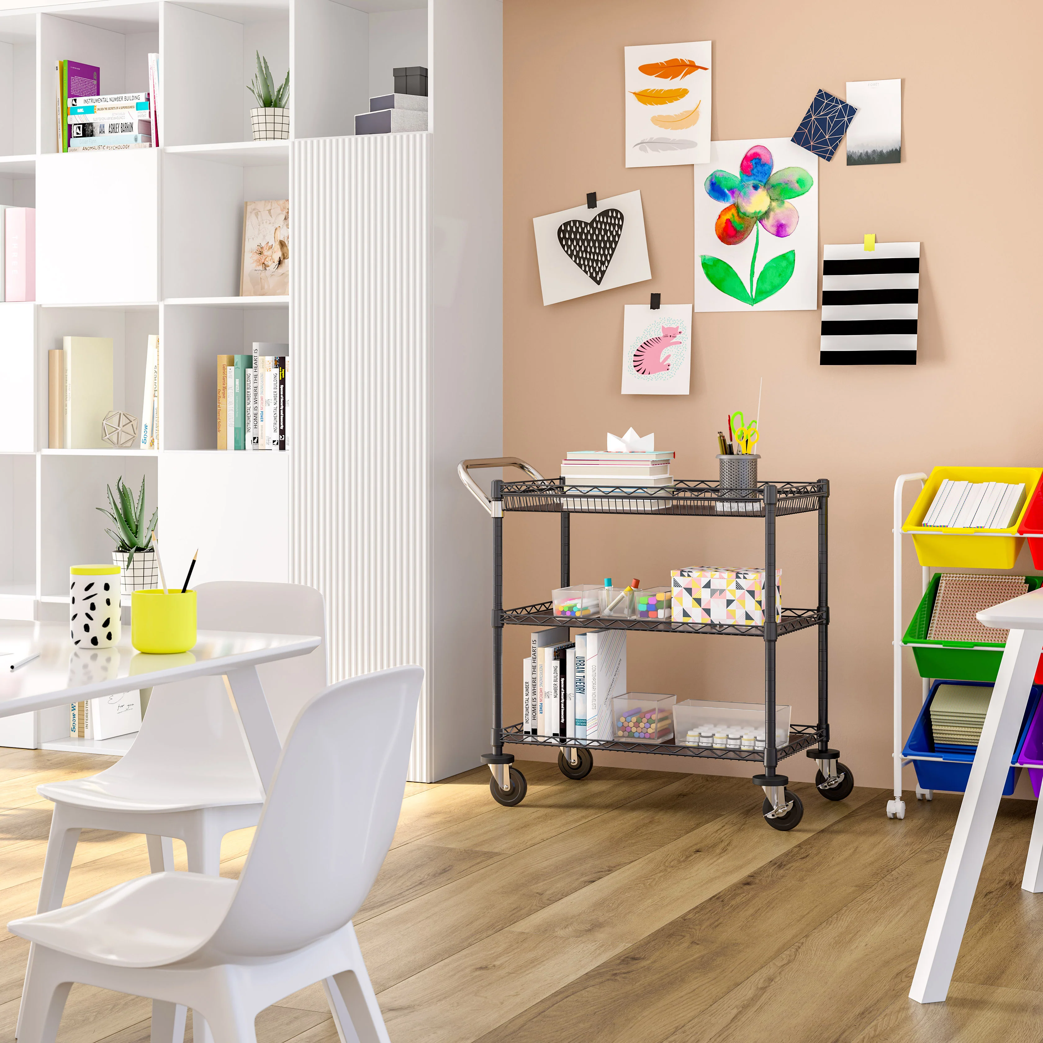 3-Tier NSF-Certified Utility Cart with Shelf Liners - Image 7
