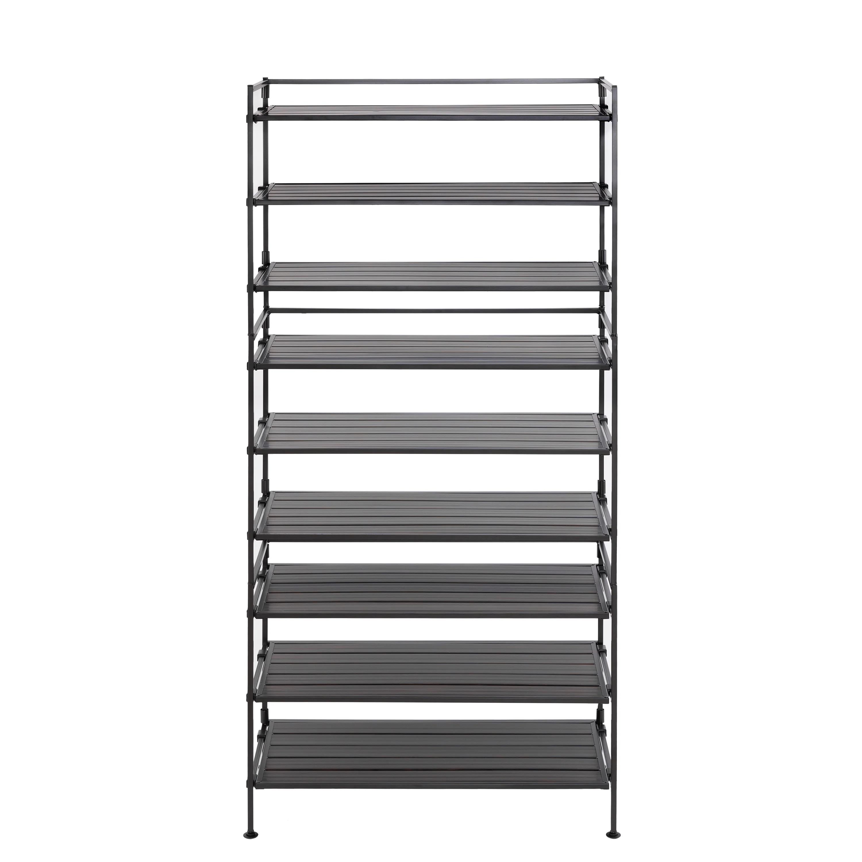 HOME 3-Tier Resin Slatted Shoe Rack, Espresso - Image 16