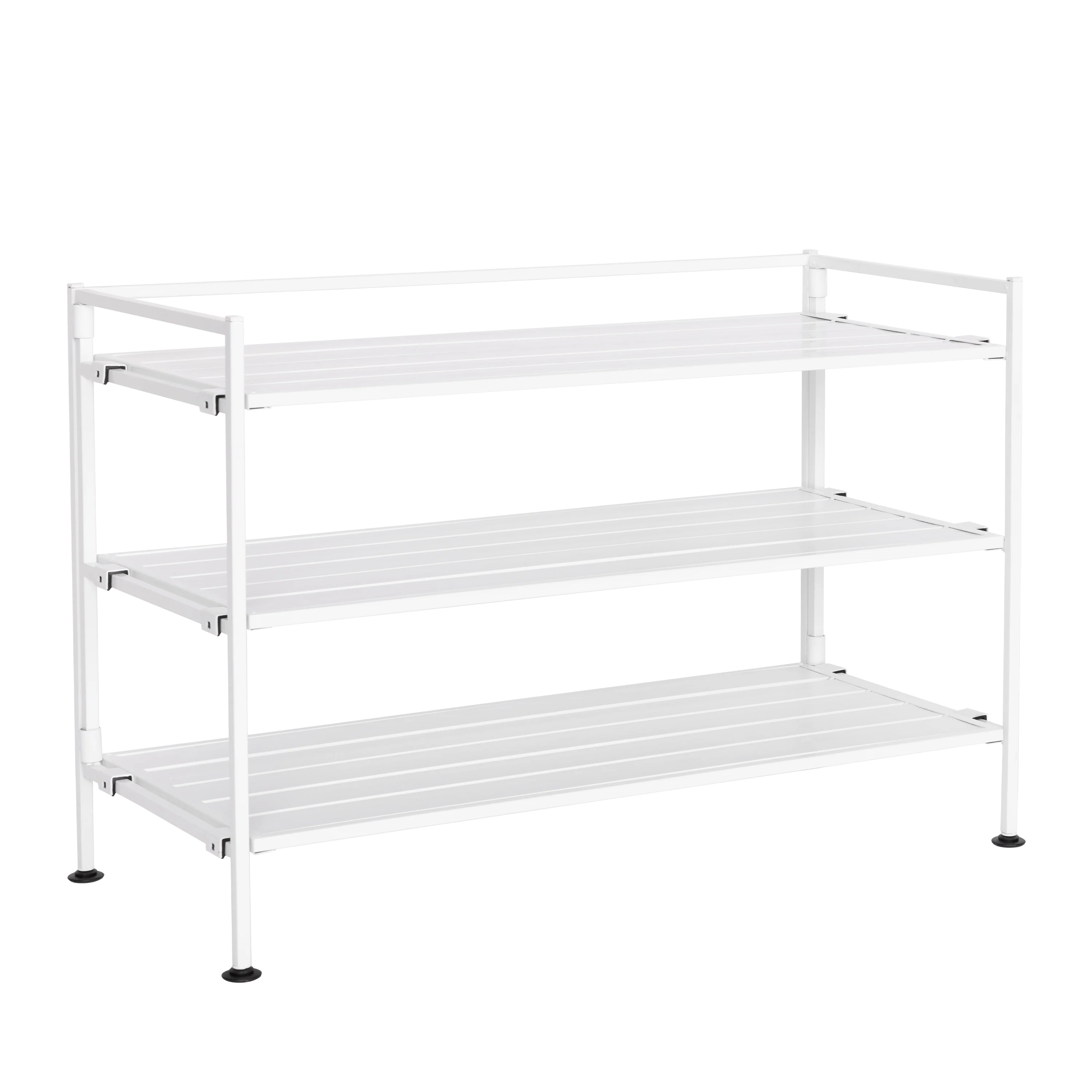 HOME 3-Tier Resin Slat Shoe Rack, White