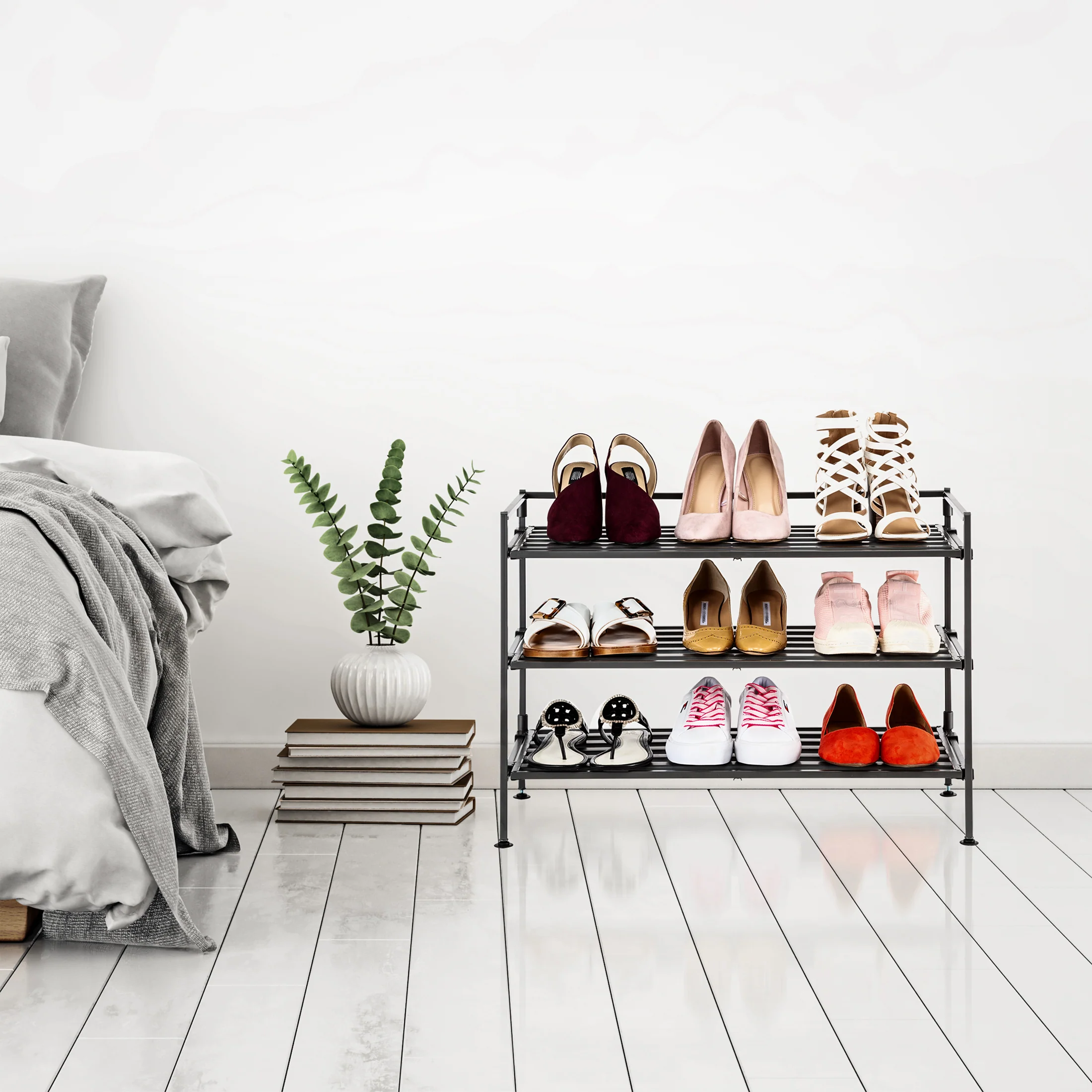 3-Tier Resin Slatted Shoe Rack - Image 12