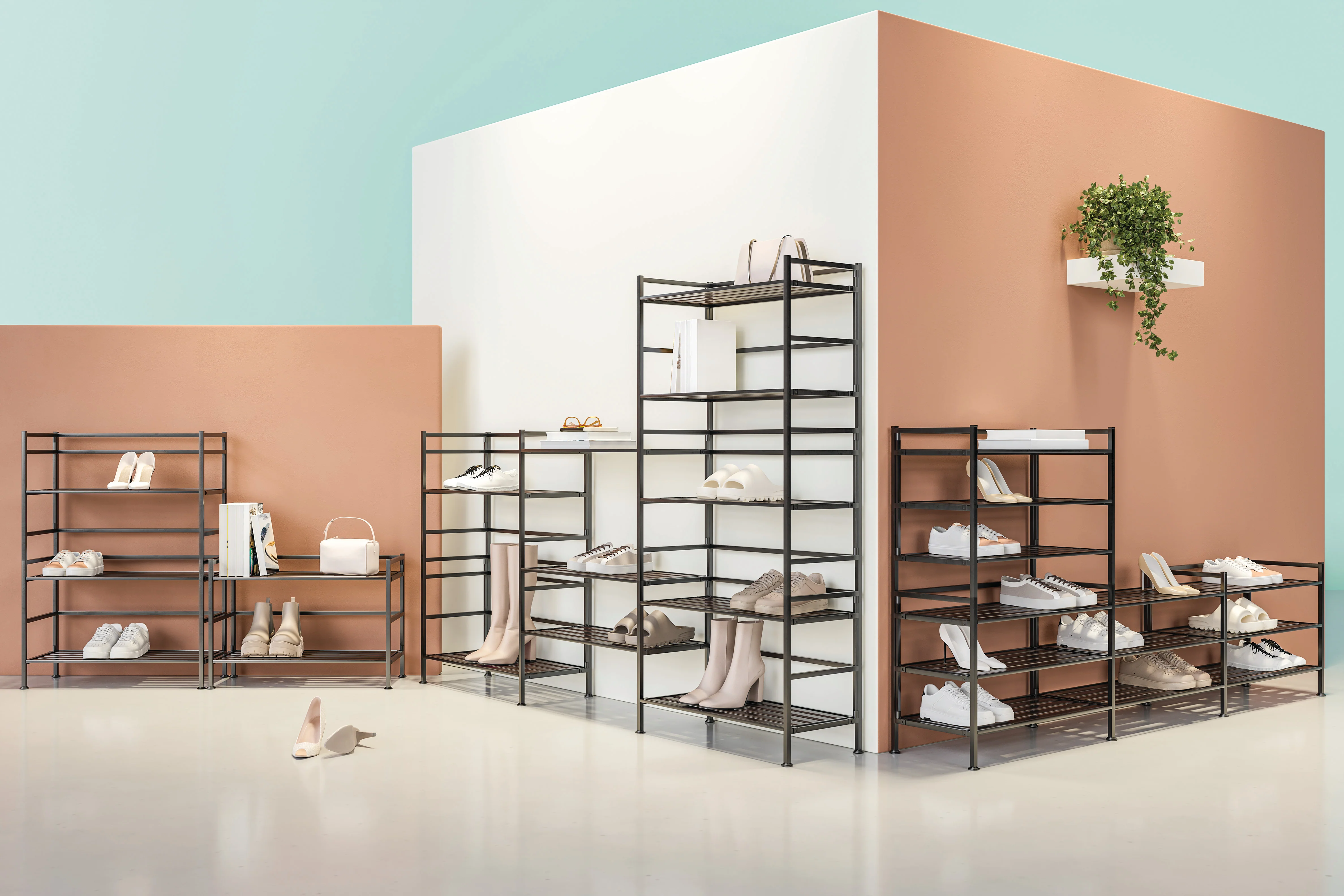 3-Tier Resin Slatted Shoe Rack - Image 6