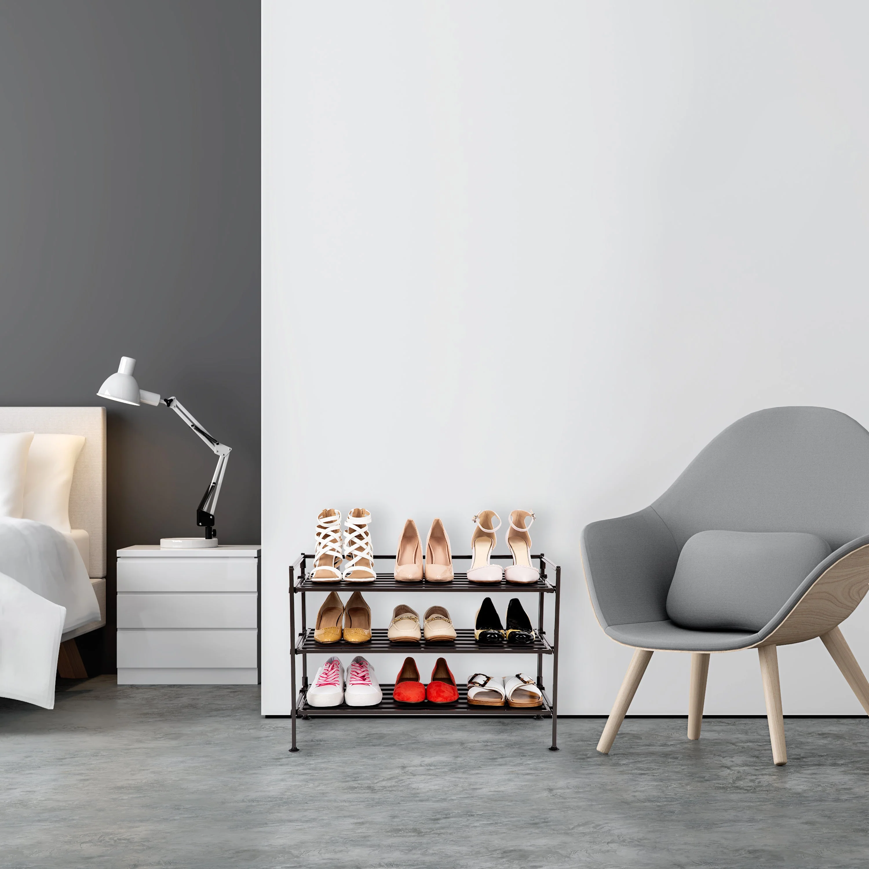3-Tier Resin Slatted Shoe Rack - Image 9