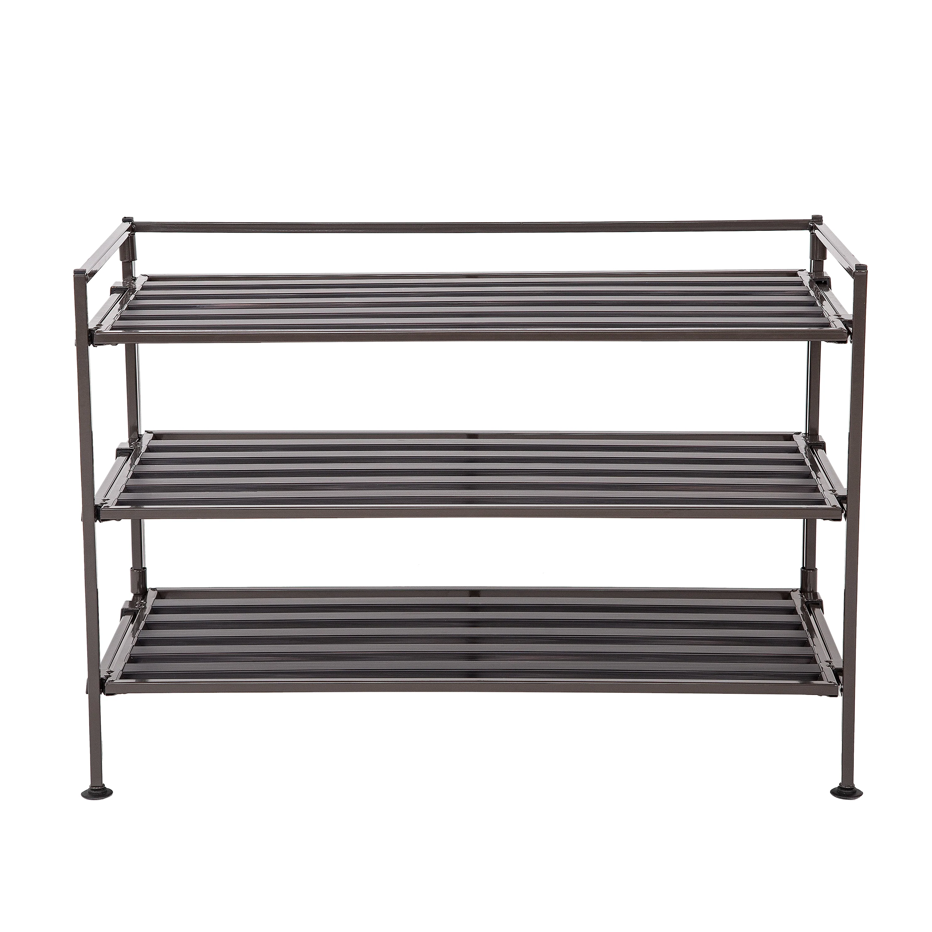 3-Tier Resin Slatted Shoe Rack, Espresso - Image 14