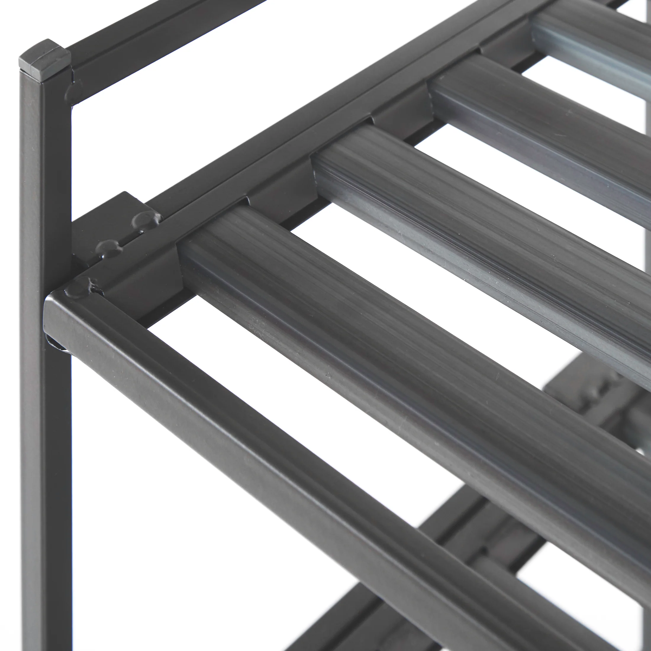 3-Tier Resin Slatted Shoe Rack, Ash Gray - Image 3