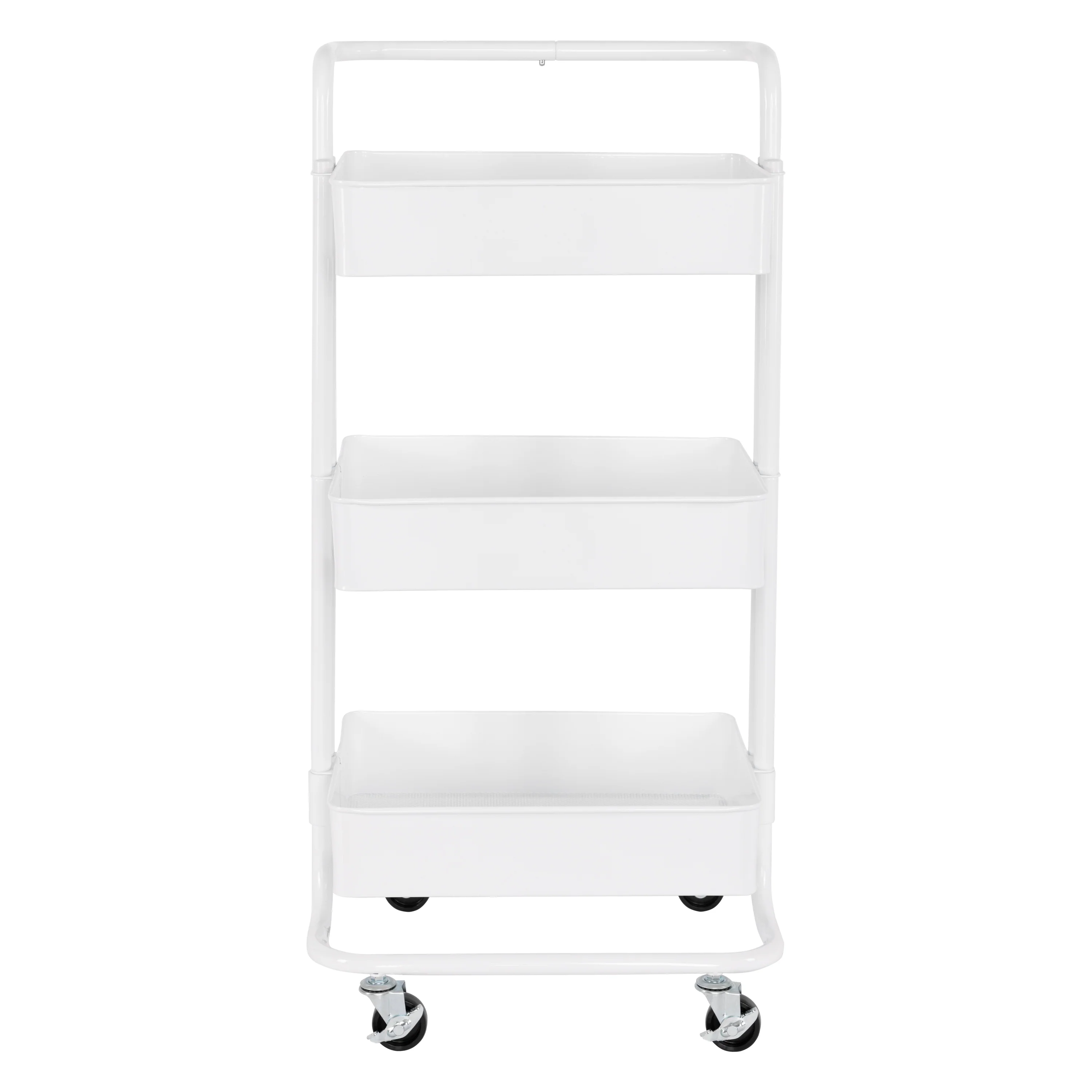 3-Tier Steel Cart with Handle, White - Image 12