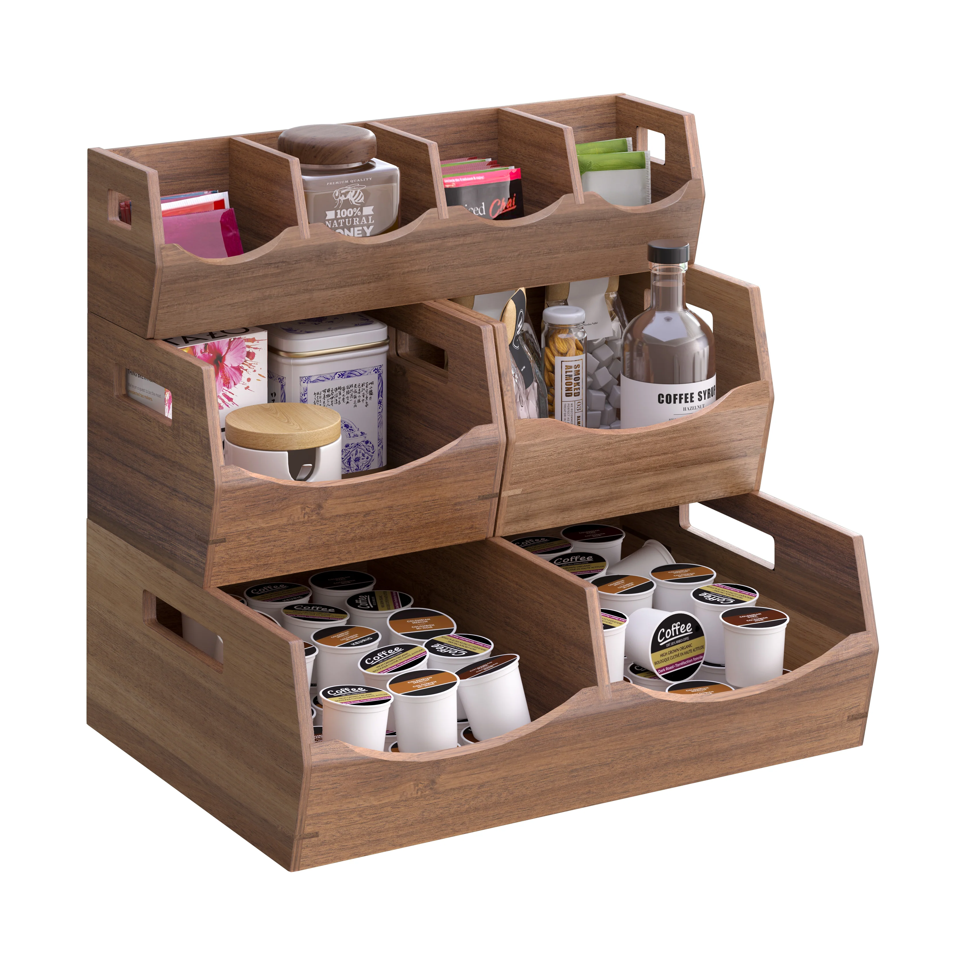 4-Piece Stackable Acacia Bin Set - Image 11