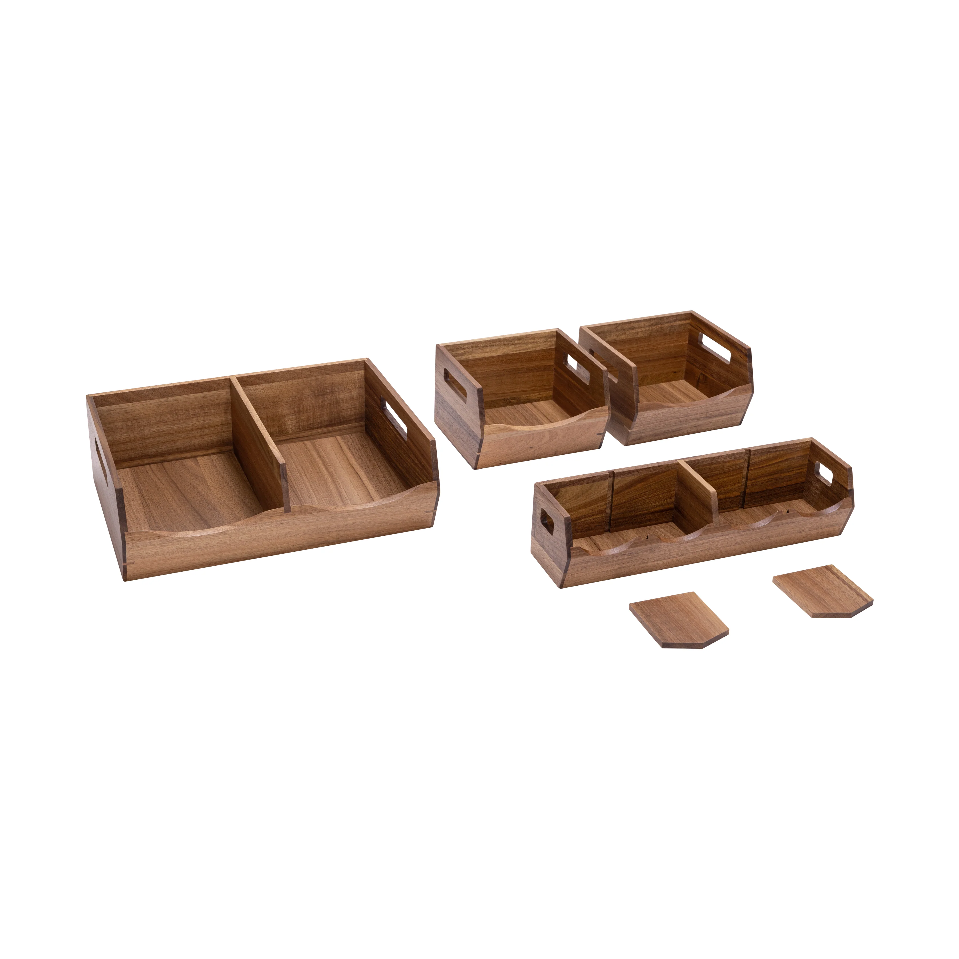 4-Piece Stackable Acacia Bin Set - Image 4