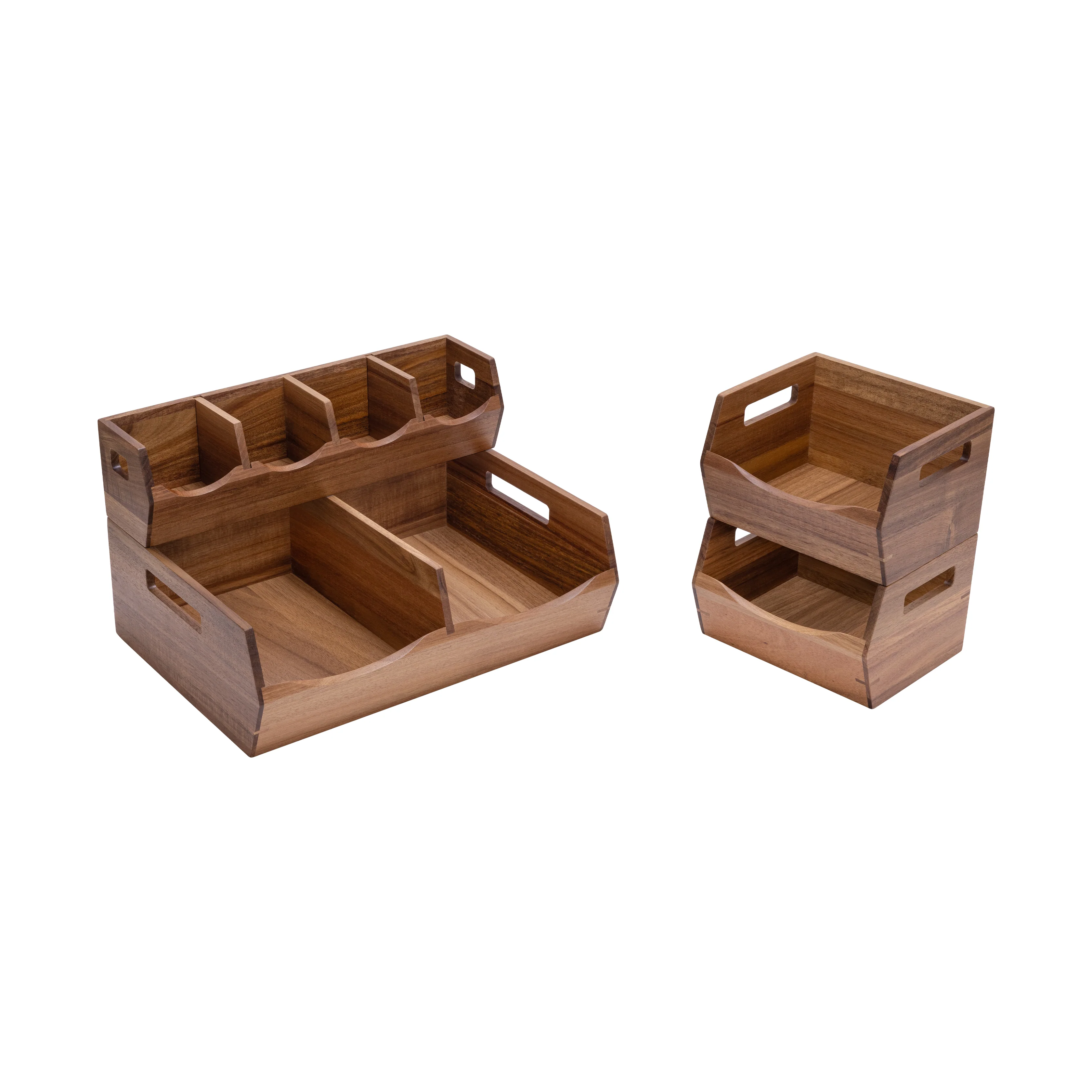 4-Piece Stackable Acacia Bin Set - Image 5