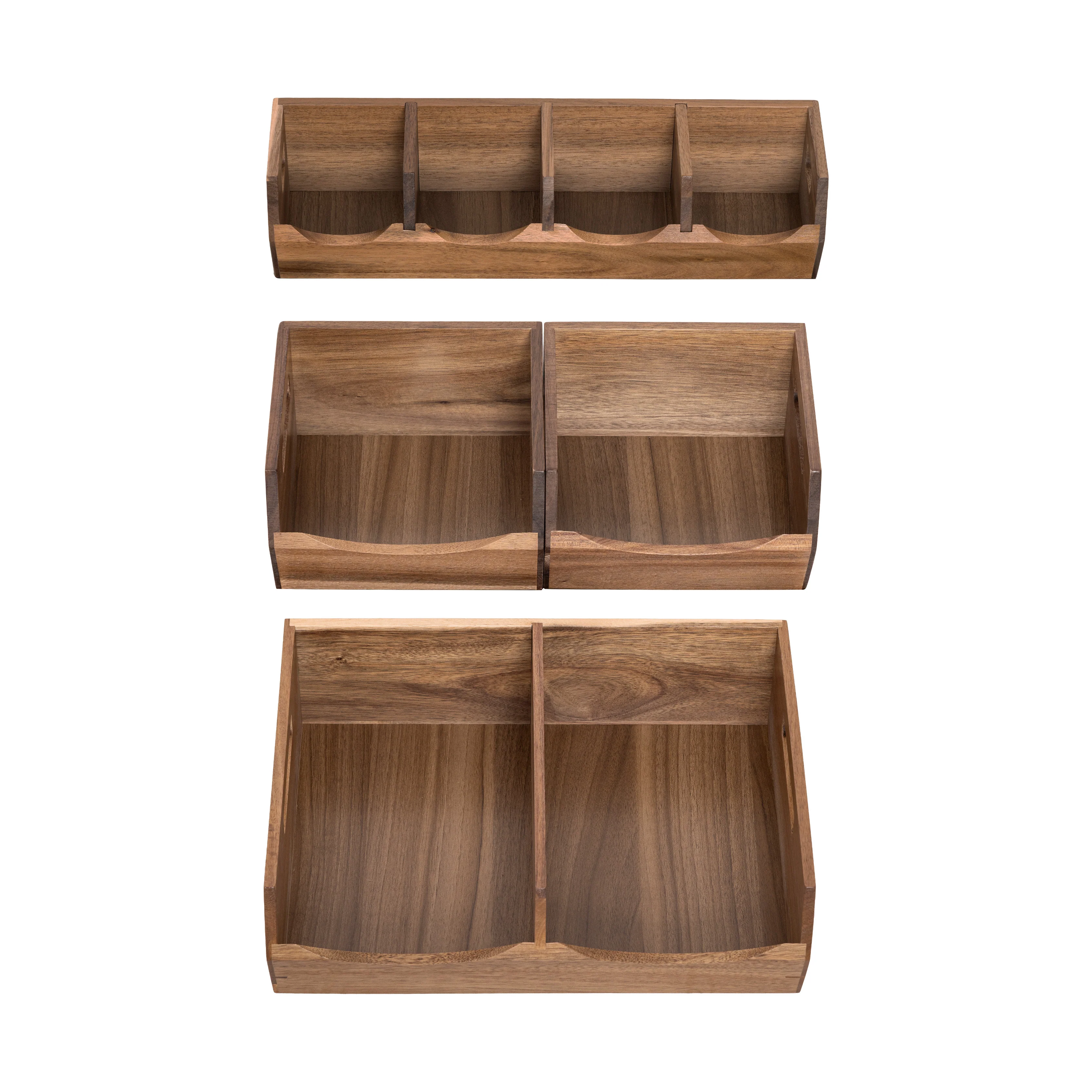 4-Piece Stackable Acacia Bin Set - Image 6