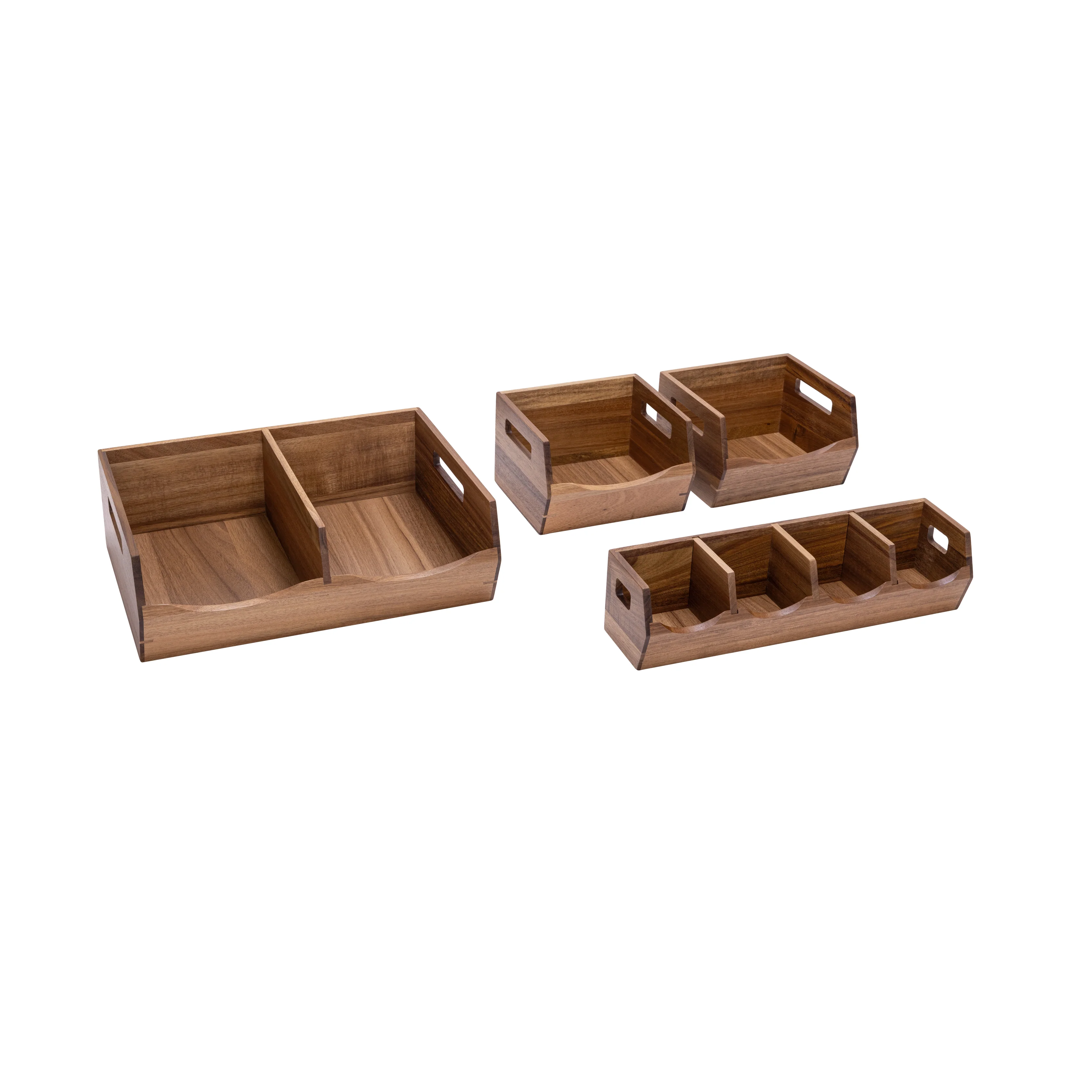 4-Piece Stackable Acacia Bin Set - Image 7