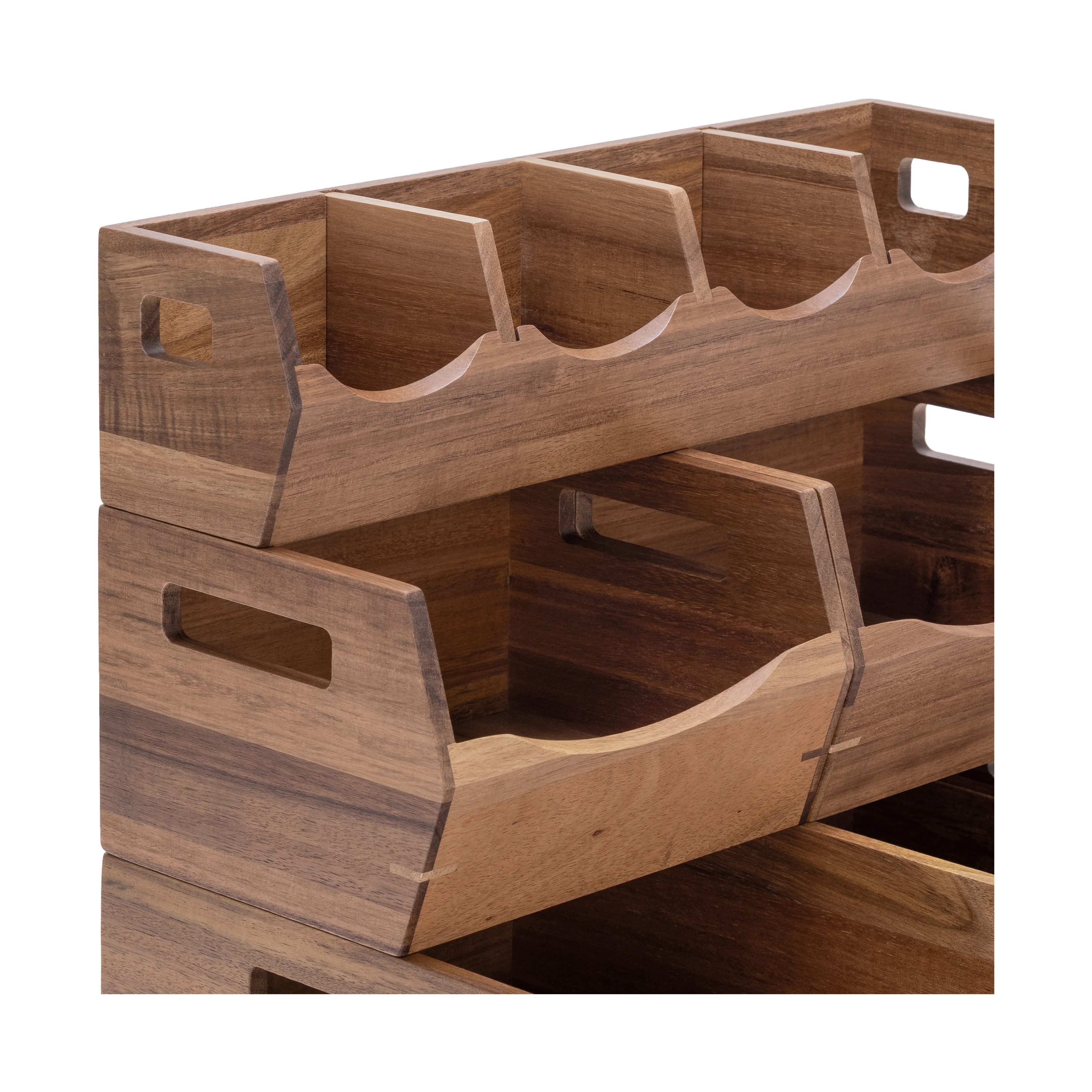 4-Piece Stackable Acacia Bin Set - Image 8