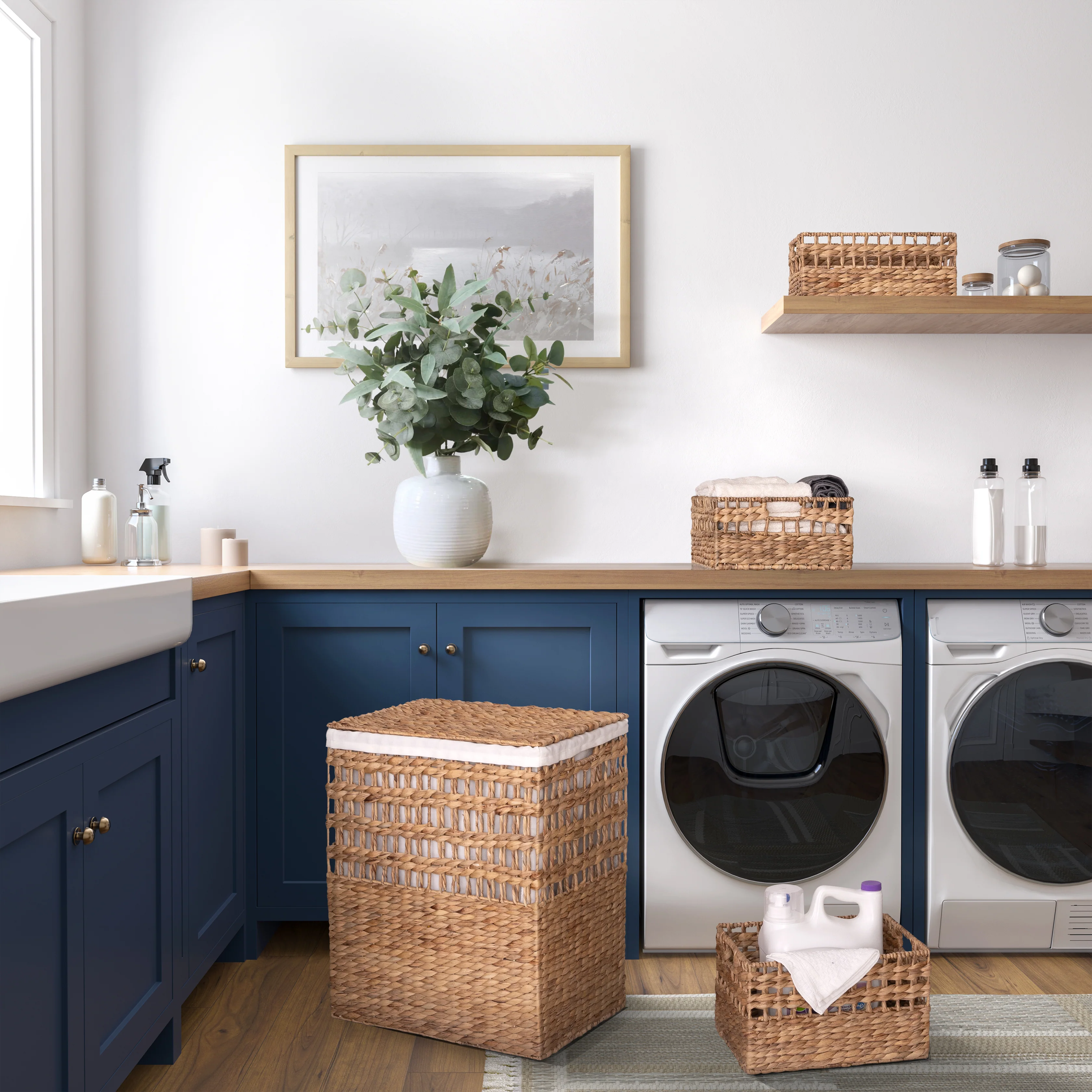 4-Piece Natural Water Hyacinth Handwoven Laundry Hamper and Basket Set - Image 4