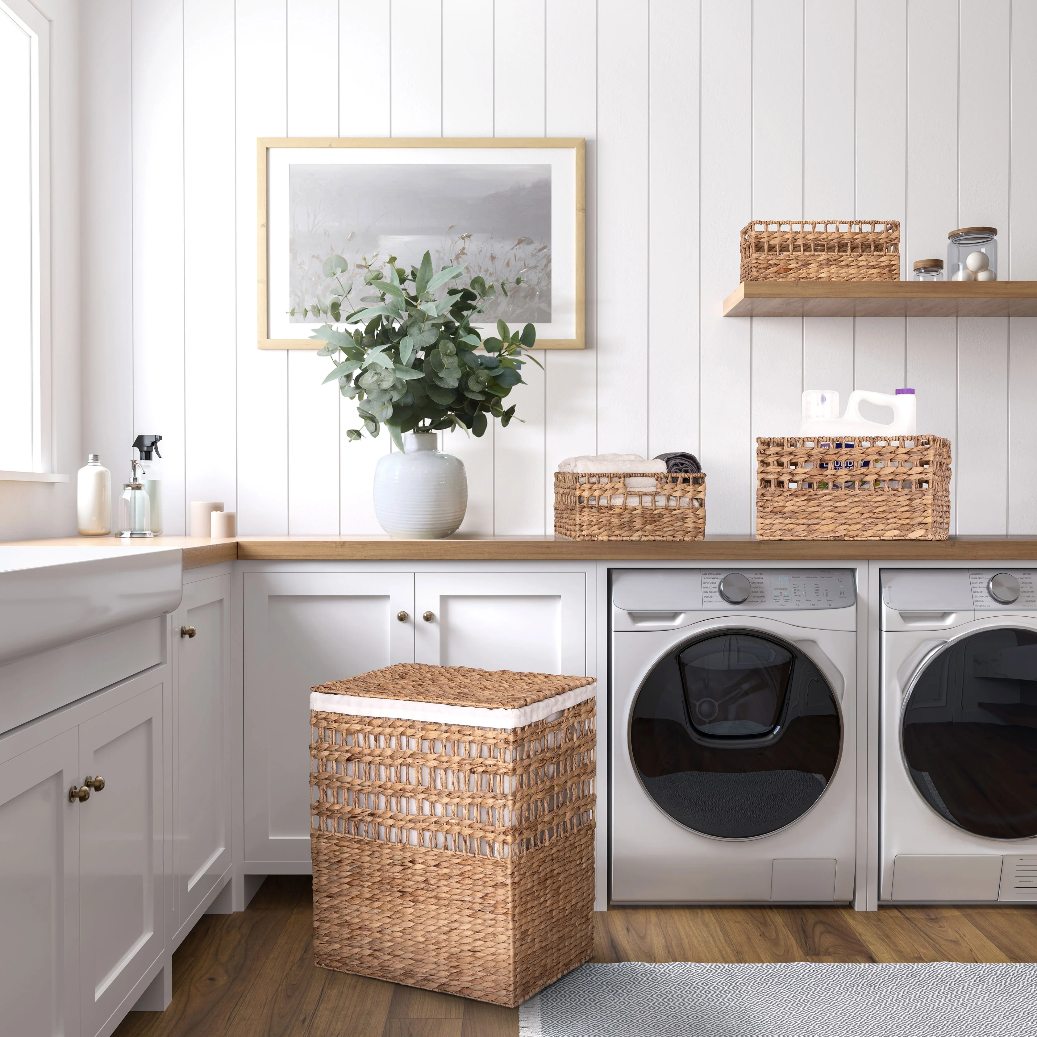 4-Piece Natural Water Hyacinth Handwoven Laundry Hamper and Basket Set - Image 9