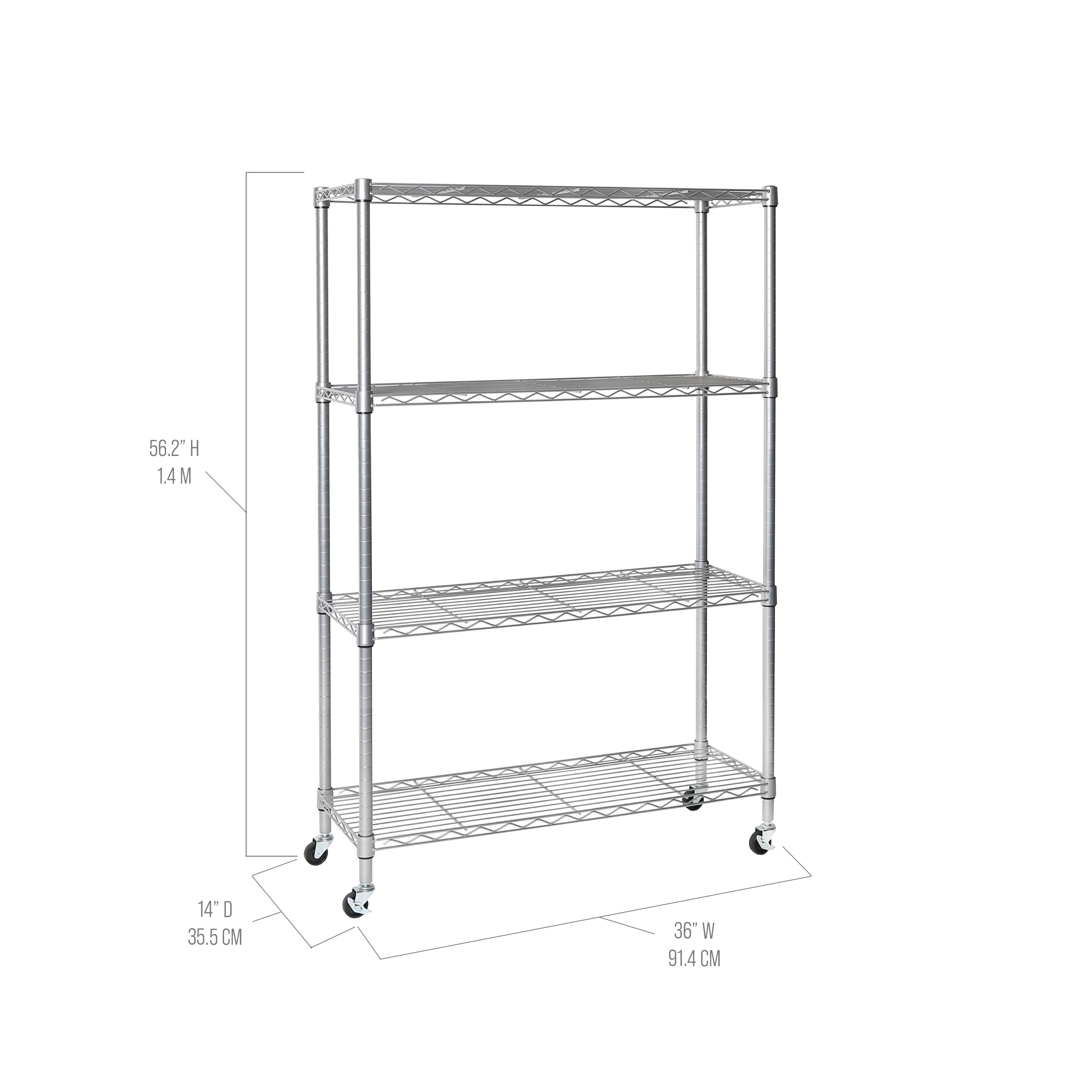 4-Tier NSF-Certified Steel Shelving, Silver - Image 3