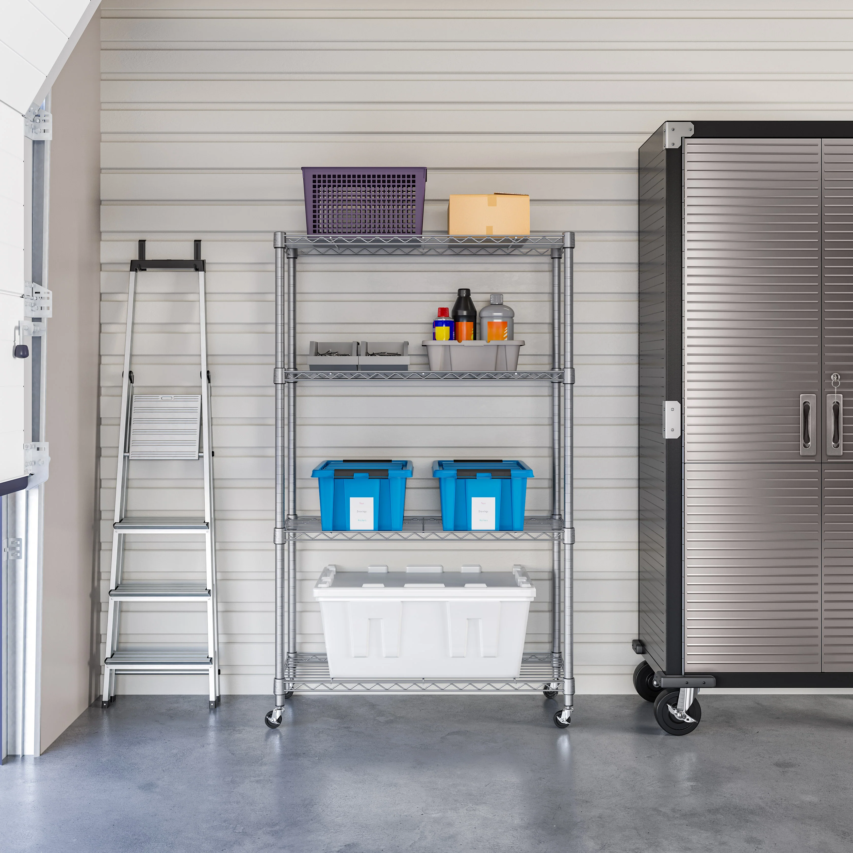 4-Tier NSF-Certified Steel Shelving, Silver - Image 9