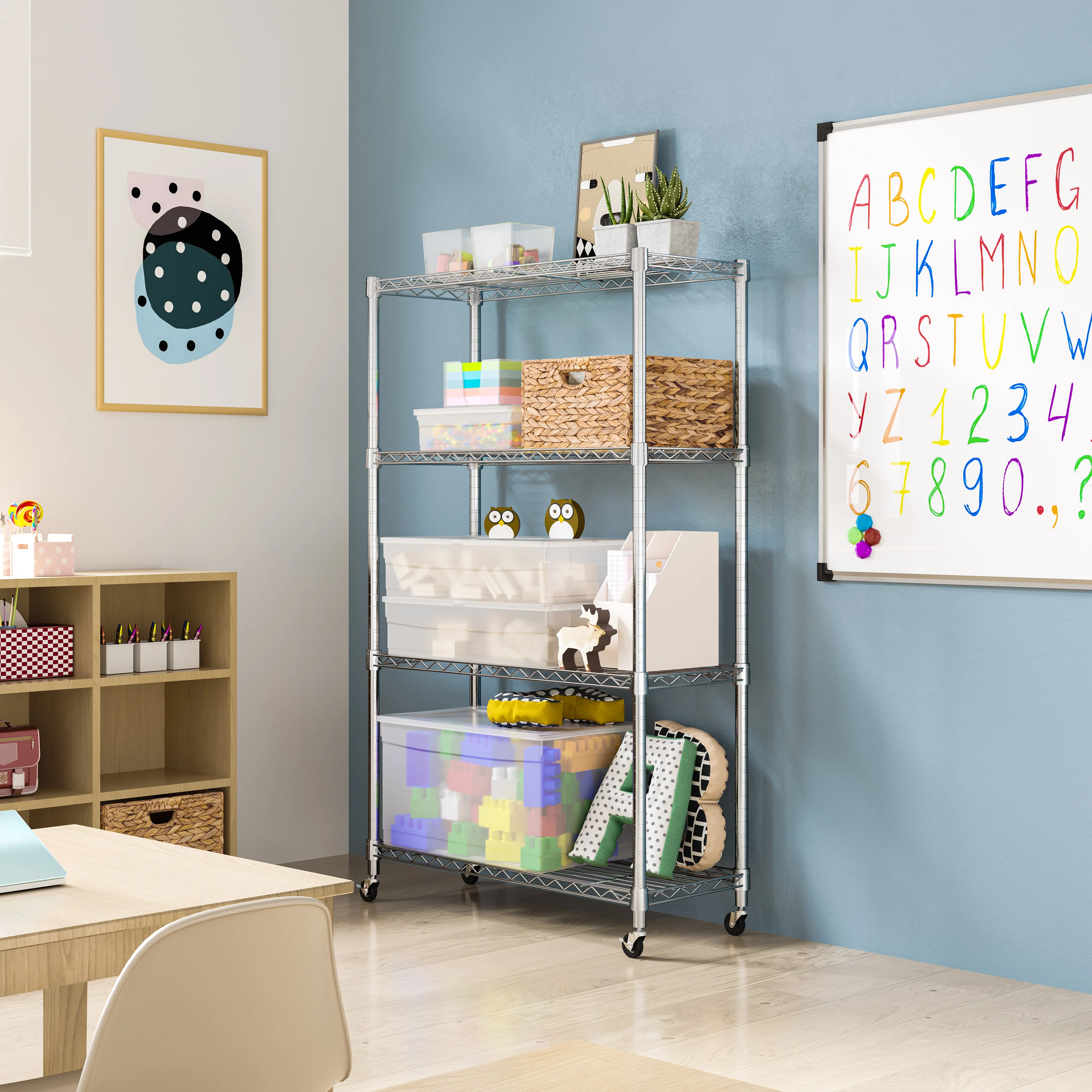 4-Tier NSF-Certified Steel Shelving, Silver - Image 6