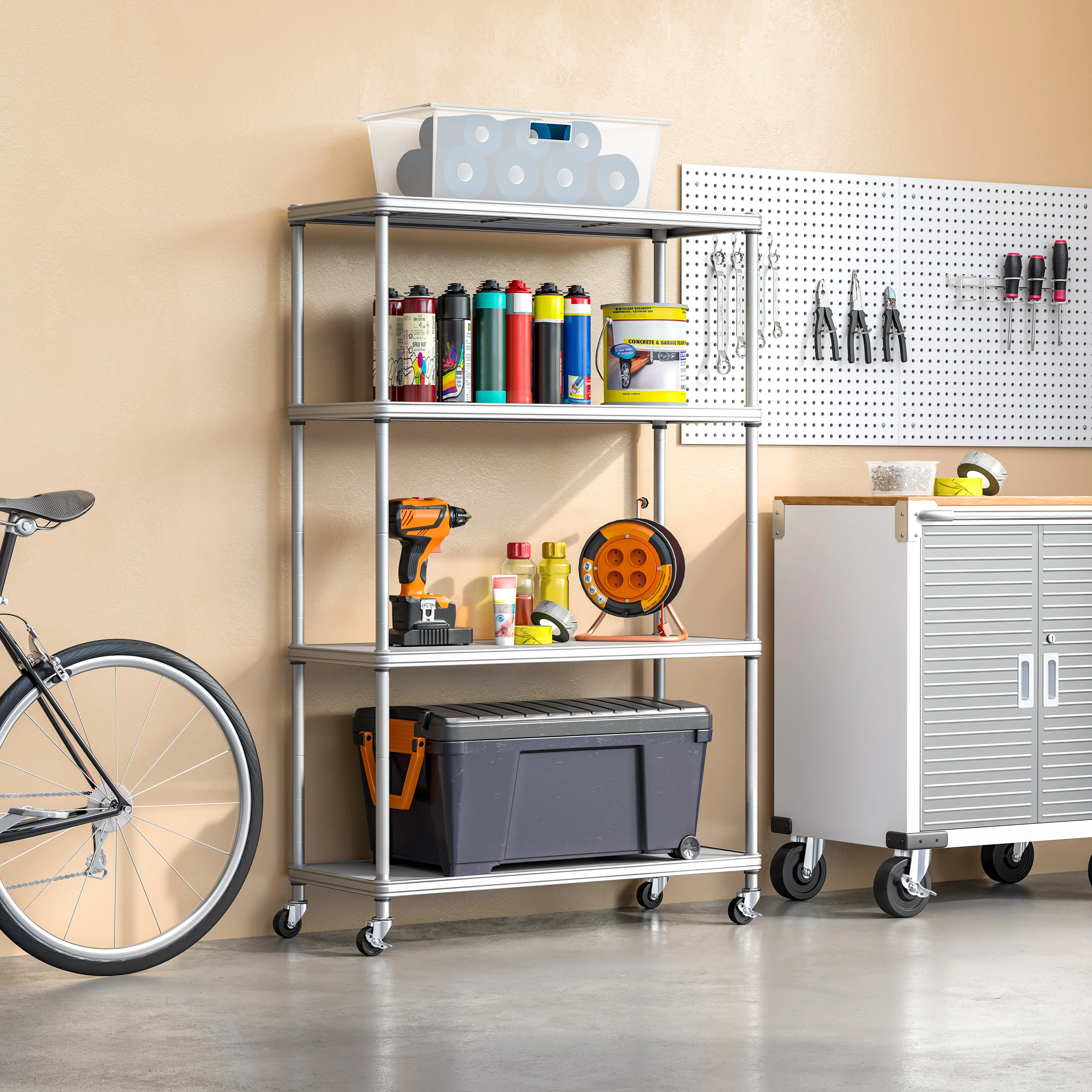 HOME 4-Tier Steel Shelving with Shelf Liners - Image 13