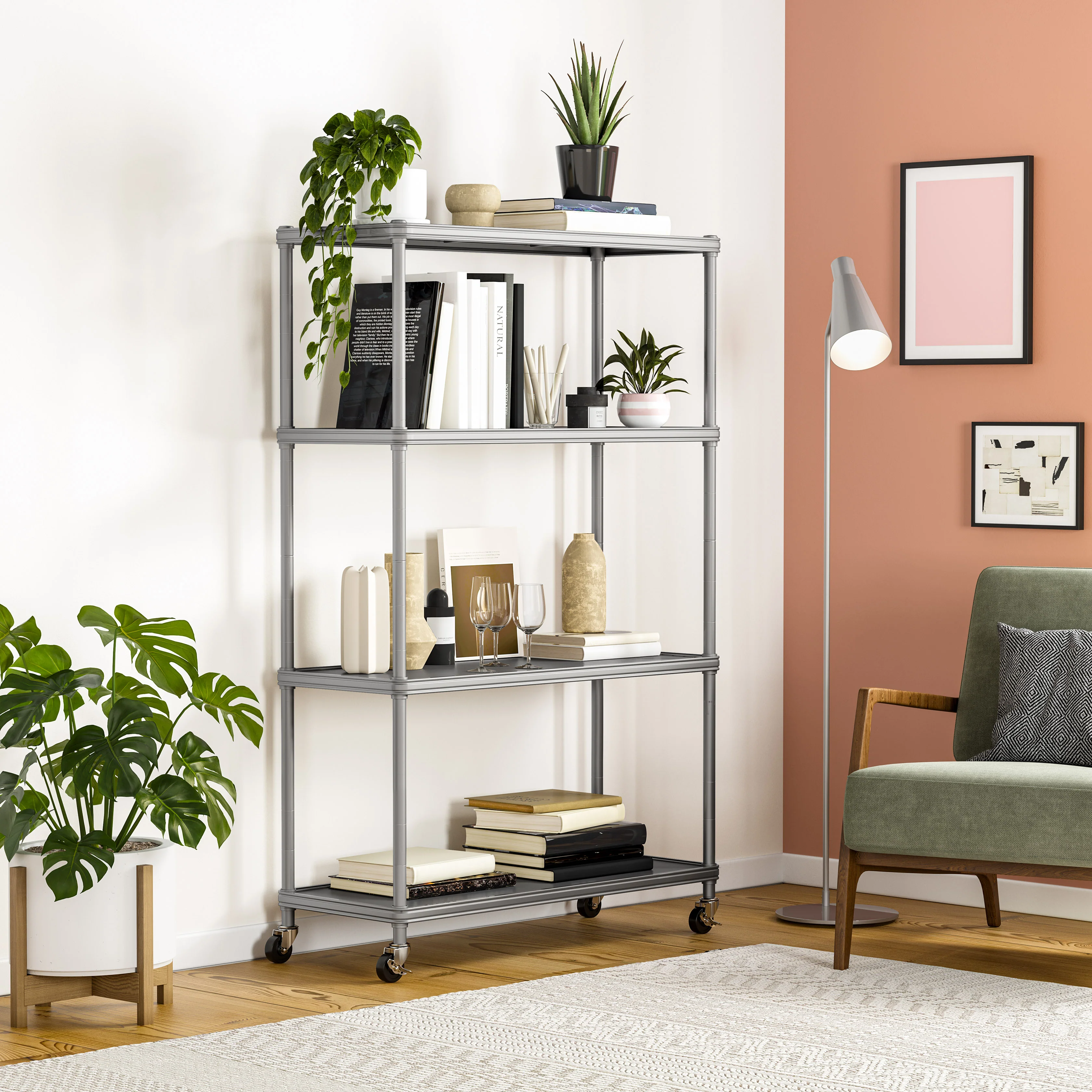 HOME 4-Tier Steel Shelving with Shelf Liners - Image 15