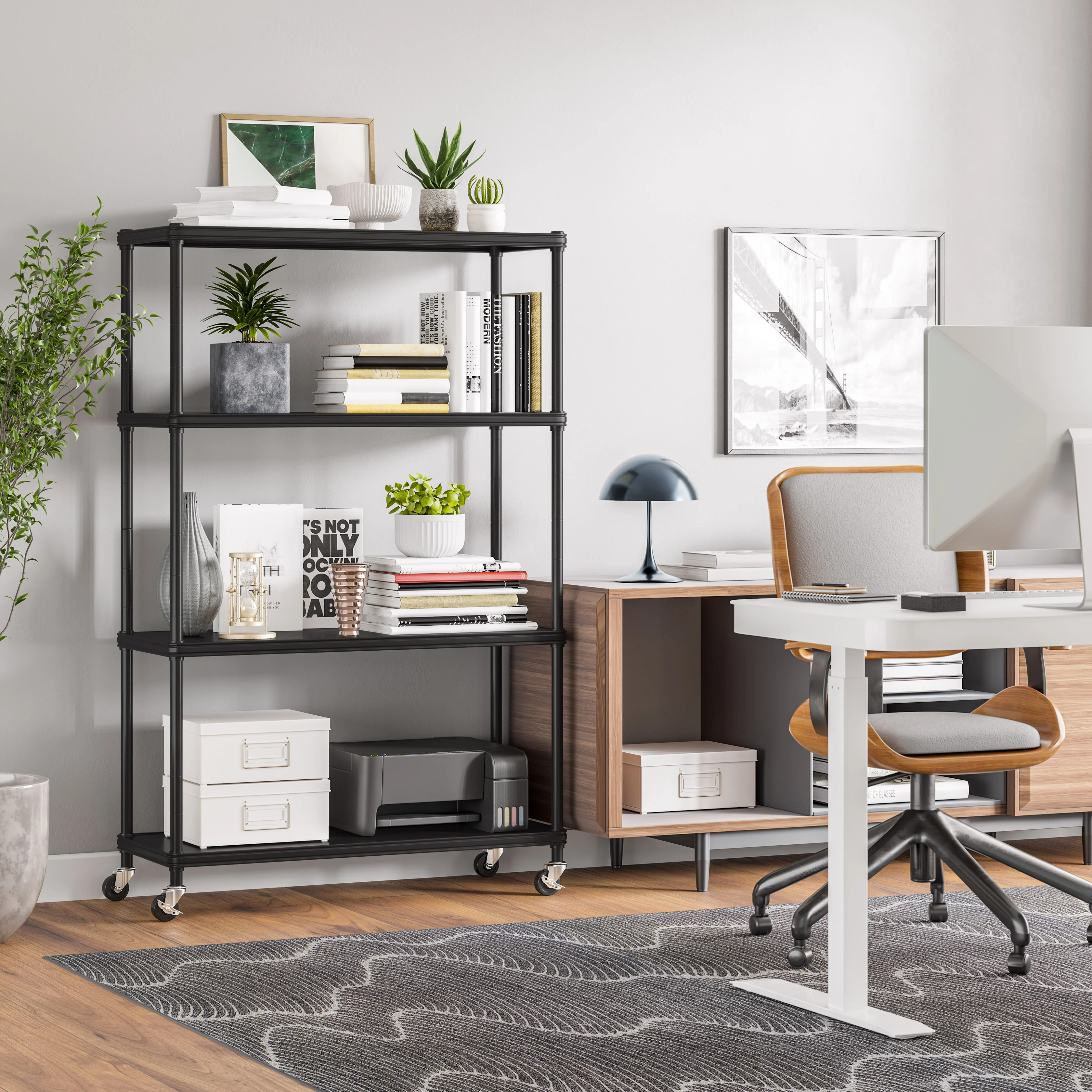 HOME 4-Tier Steel Shelving with Shelf Liners - Image 17