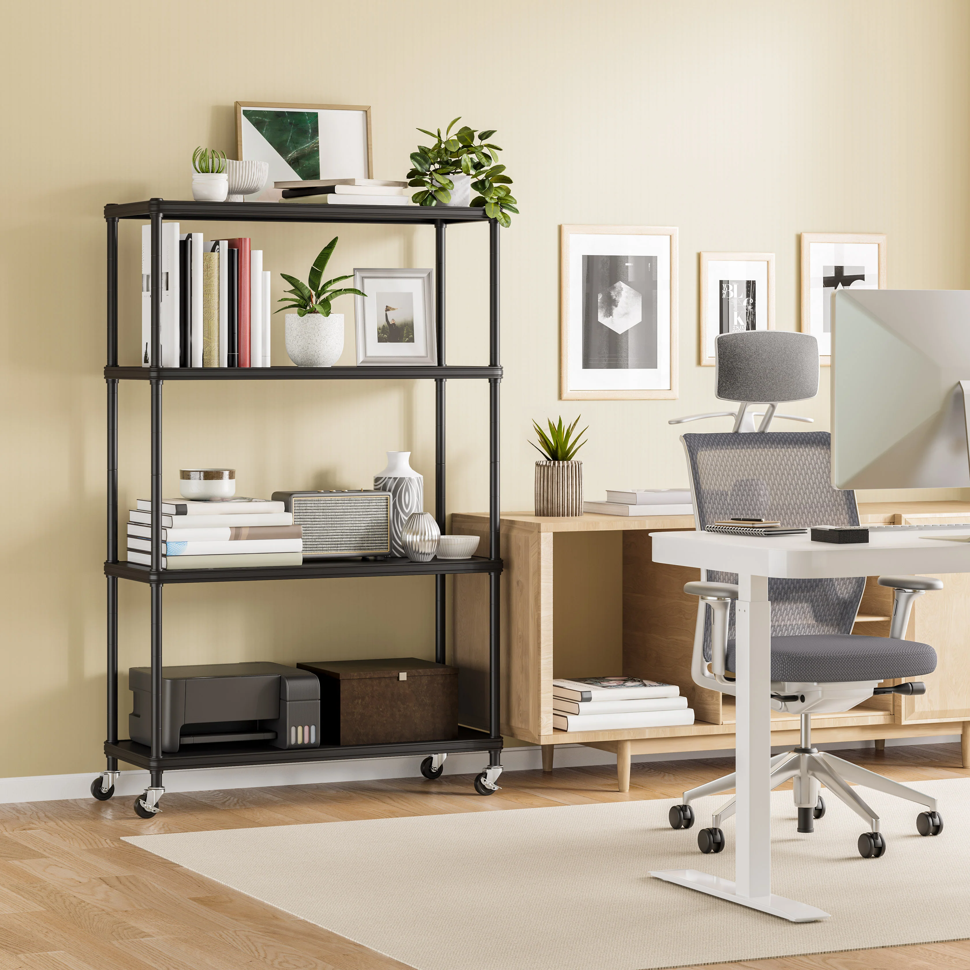 HOME 4-Tier Steel Shelving with Shelf Liners - Image 22