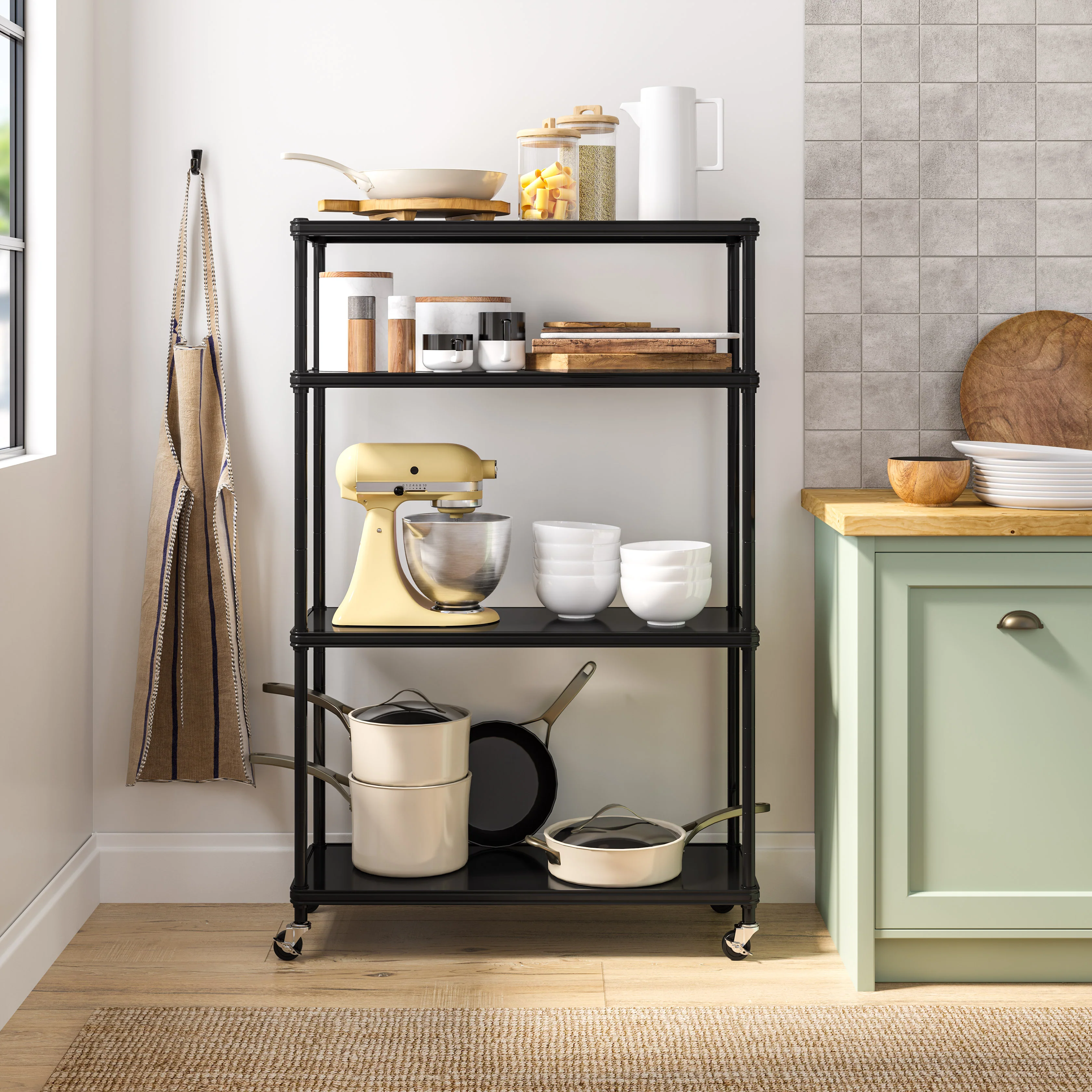 HOME 4-Tier Steel Shelving with Shelf Liners - Image 23