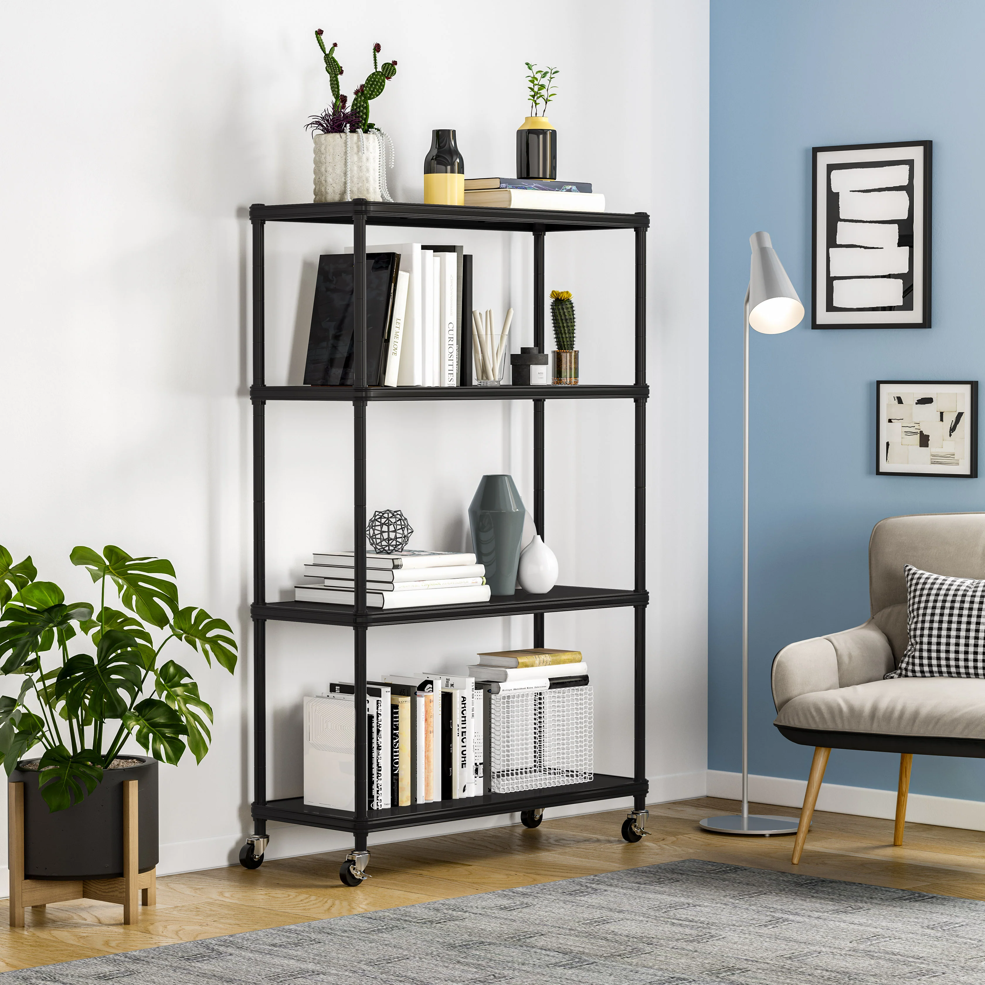 HOME 4-Tier Steel Shelving with Shelf Liners - Image 24