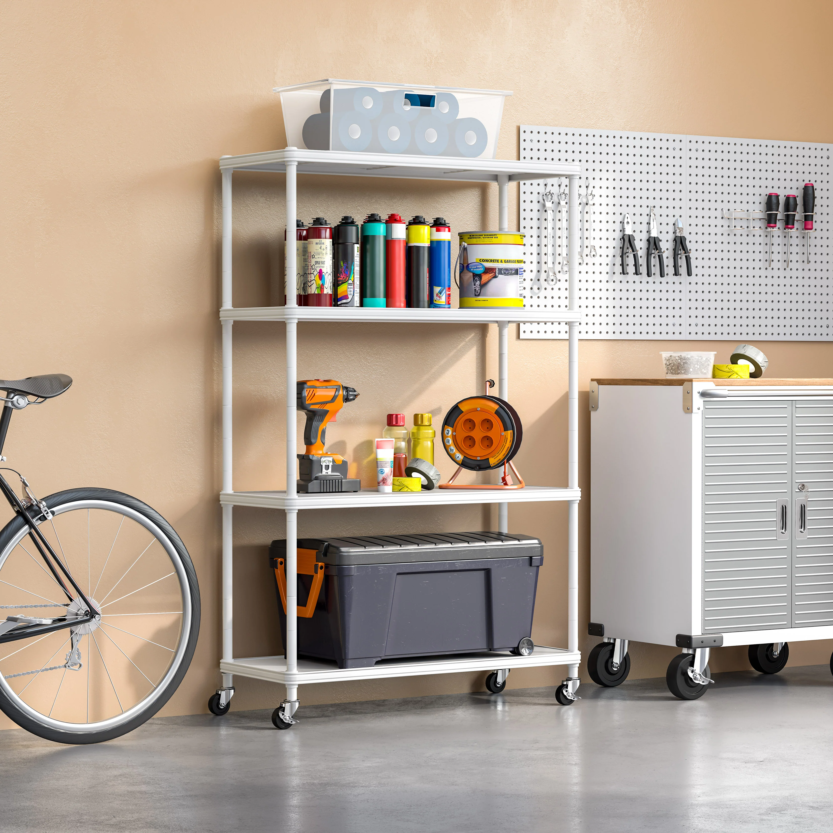 HOME 4-Tier Steel Shelving with Shelf Liners - Image 27