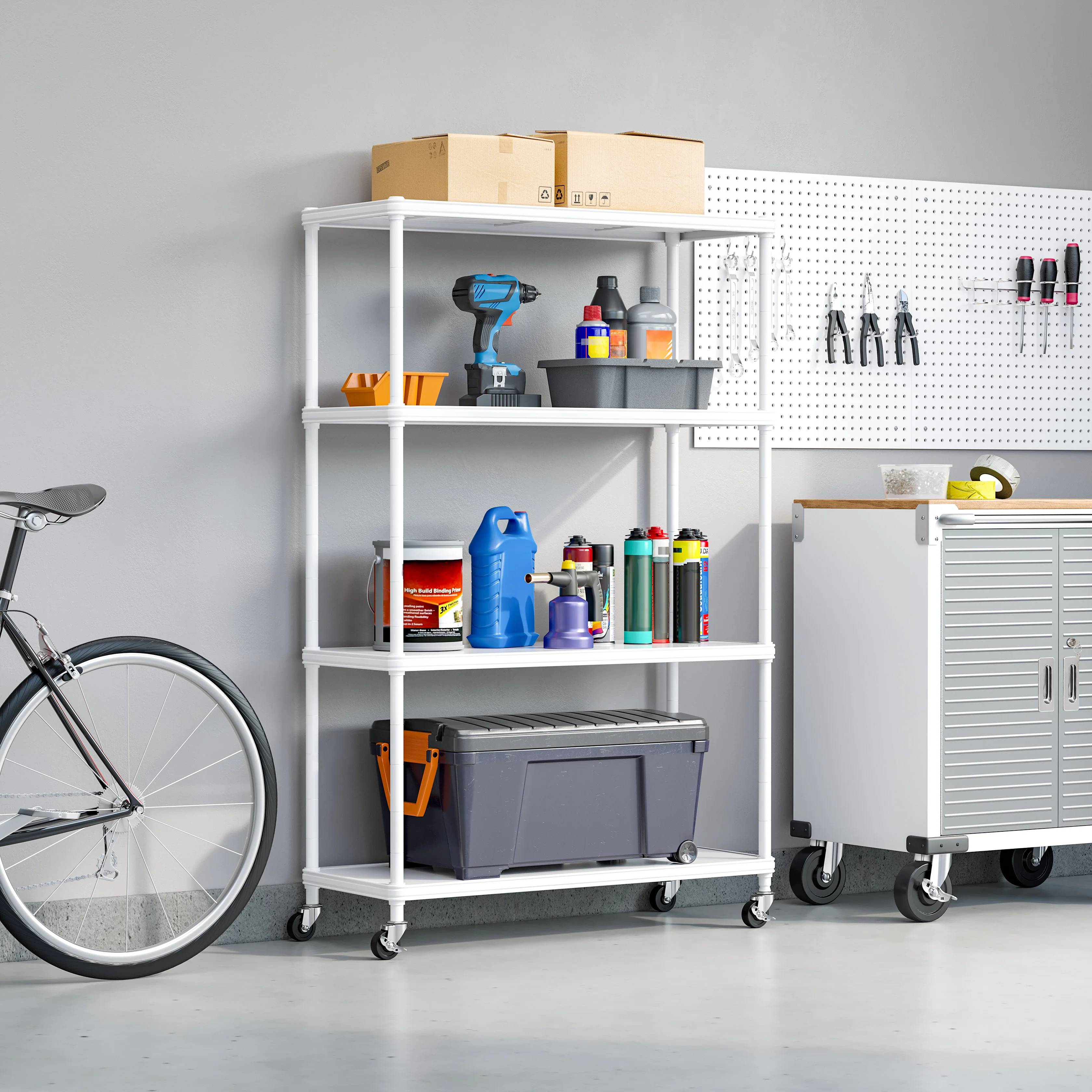 HOME 4-Tier Steel Shelving with Shelf Liners - Image 28