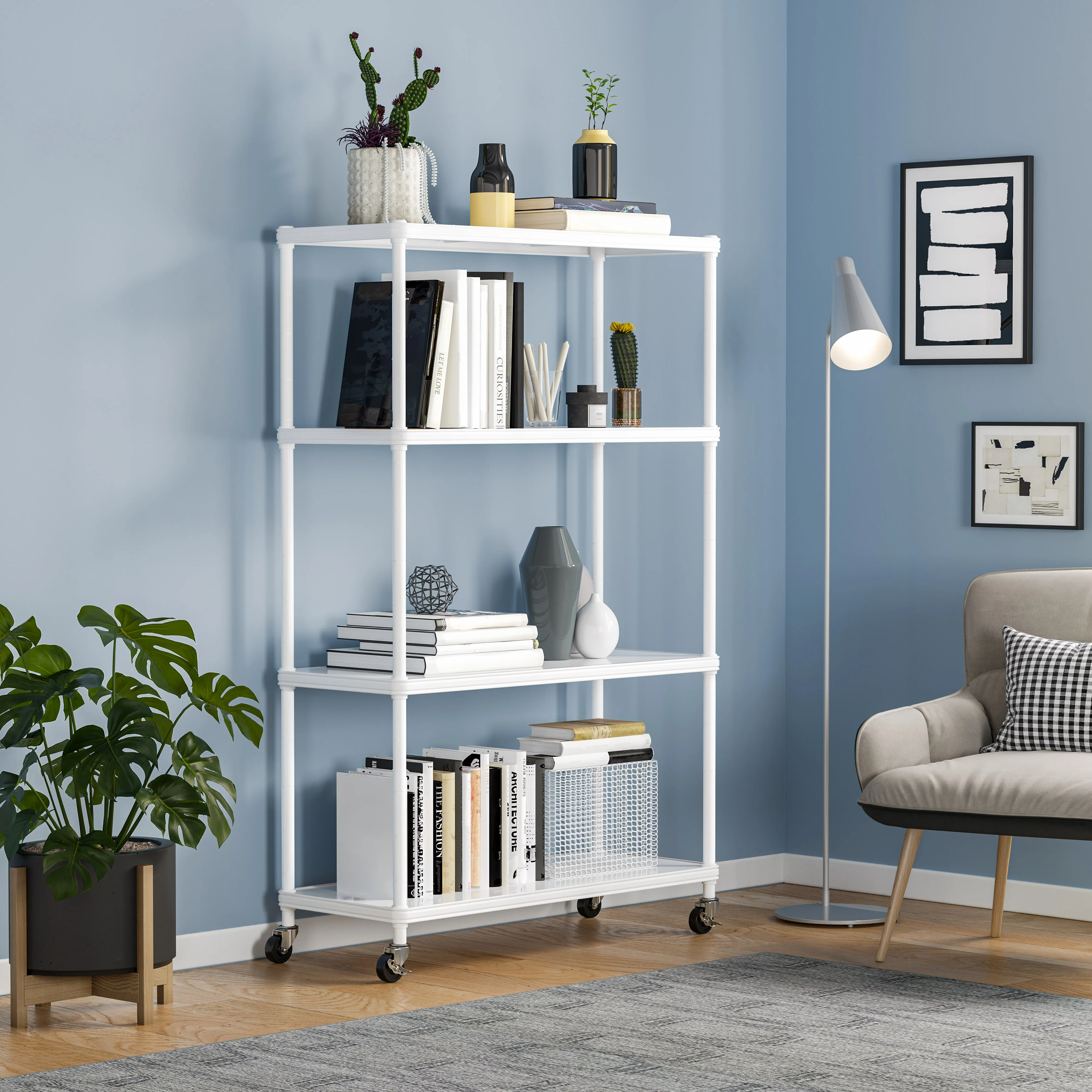 HOME 4-Tier Steel Shelving with Shelf Liners - Image 30