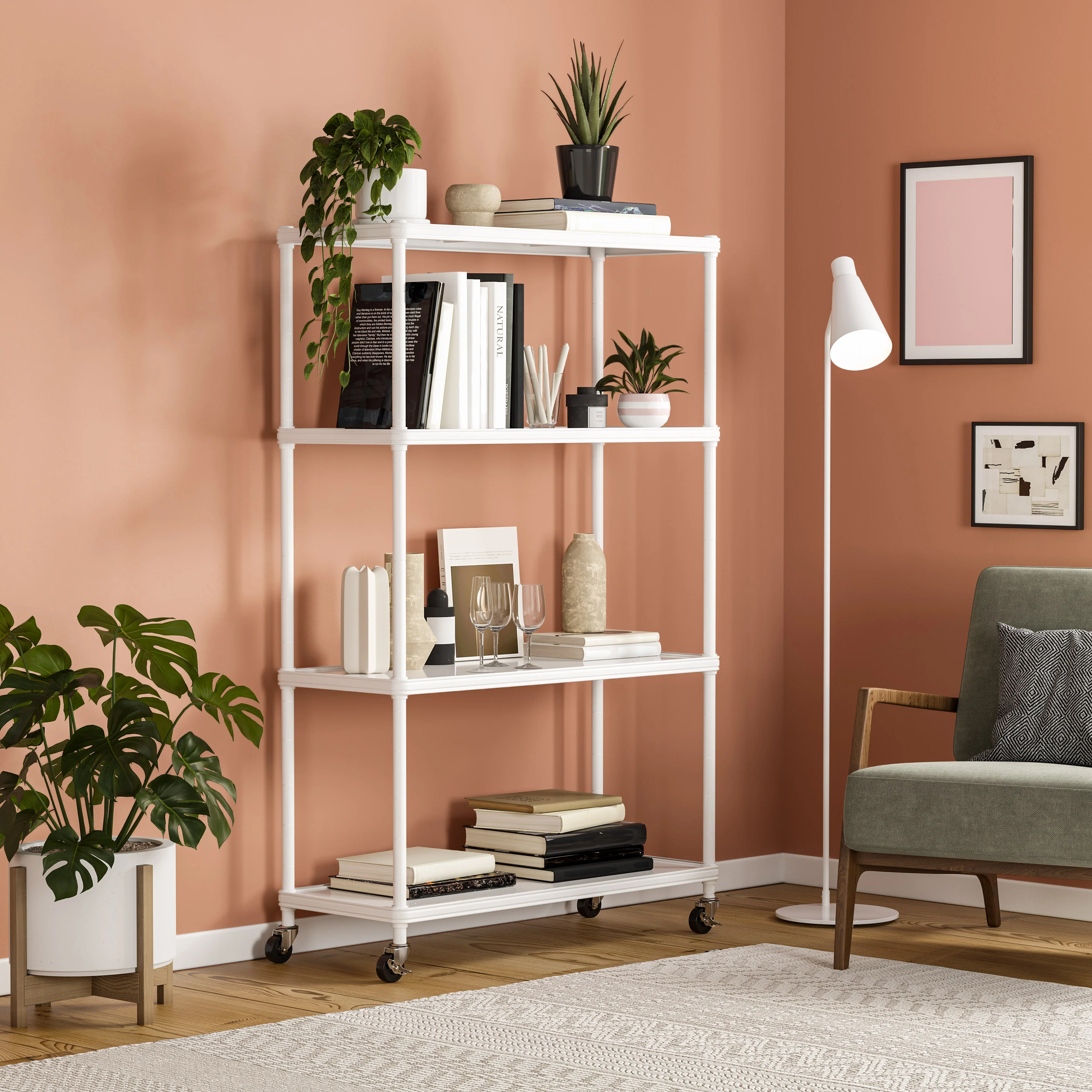 HOME 4-Tier Steel Shelving with Shelf Liners - Image 31