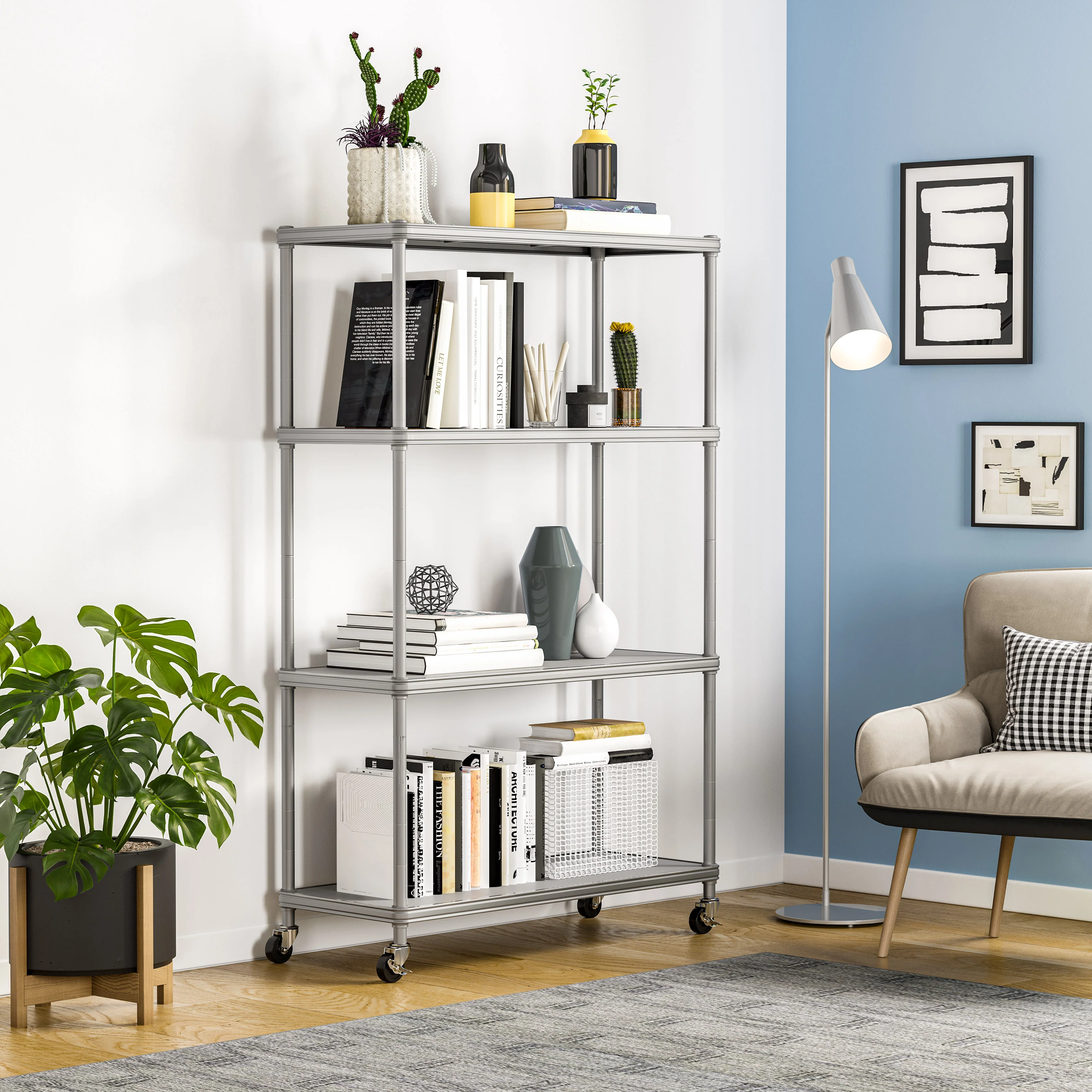 HOME 4-Tier Steel Shelving with Shelf Liners - Image 4
